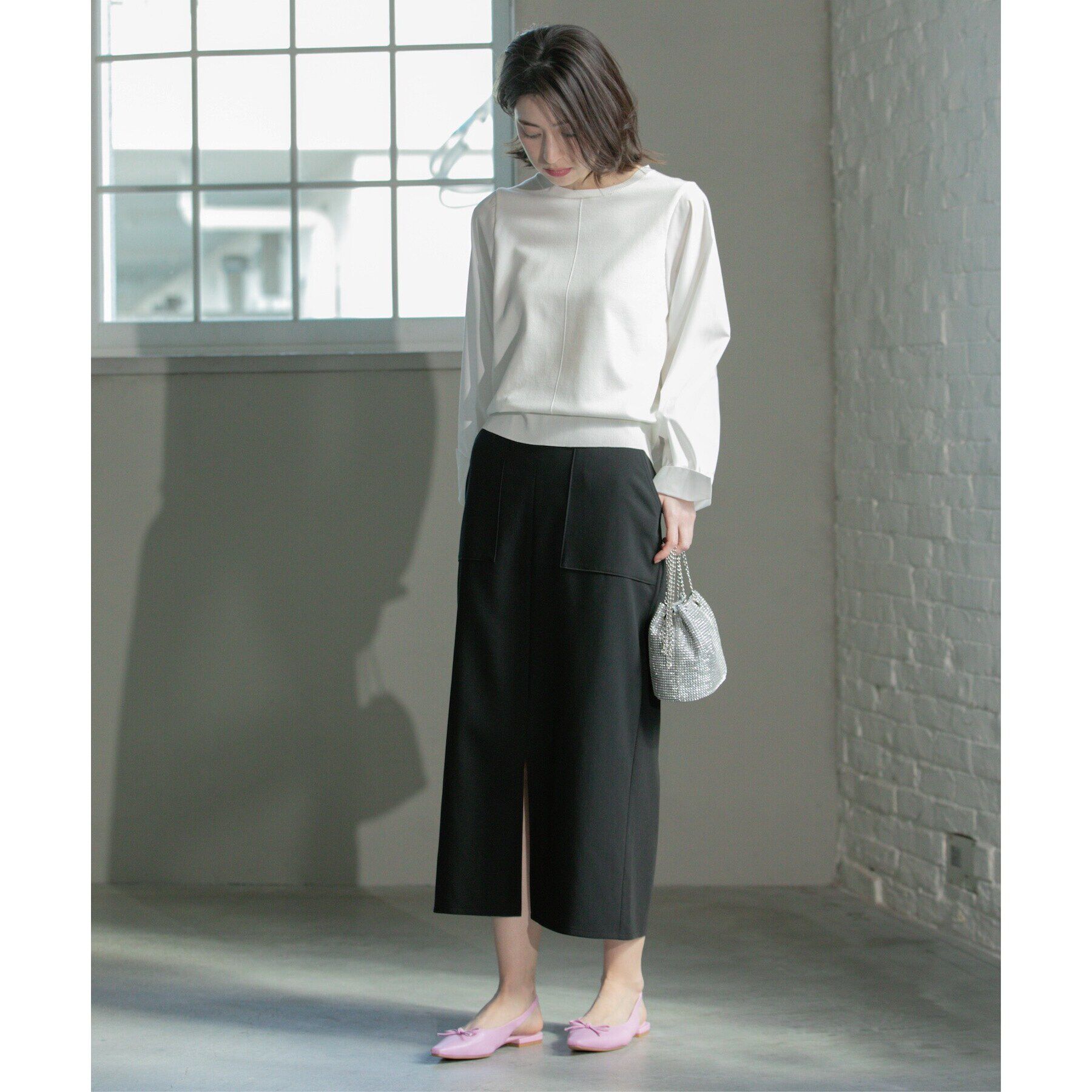 OPAQUE.CLIP「フハクボリュームスリーブドッキングニット【洗濯機洗い可】」|ニット・セーター|