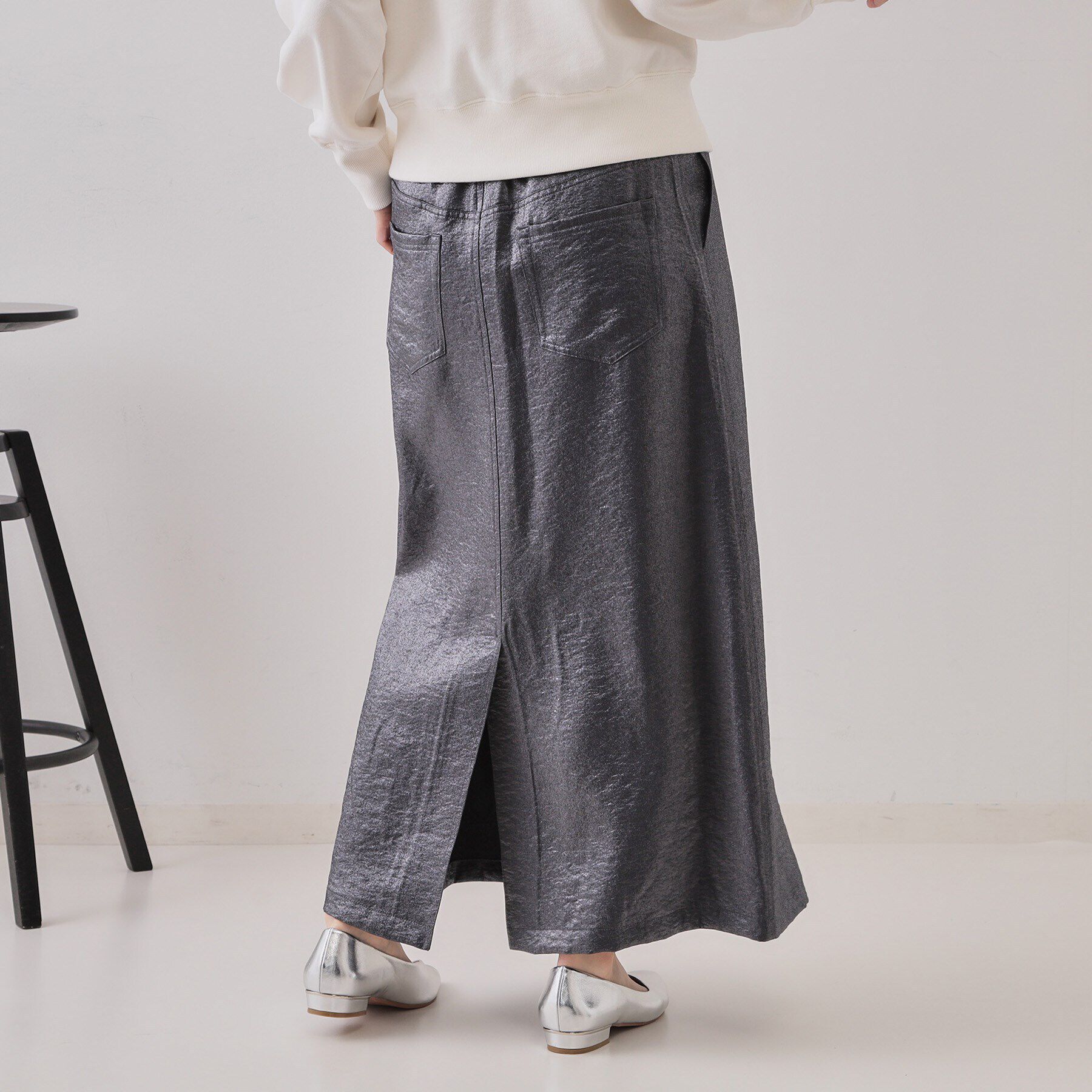 OPAQUE.CLIP「ラメAラインロングスカート【洗濯機洗い可】」|スカート|