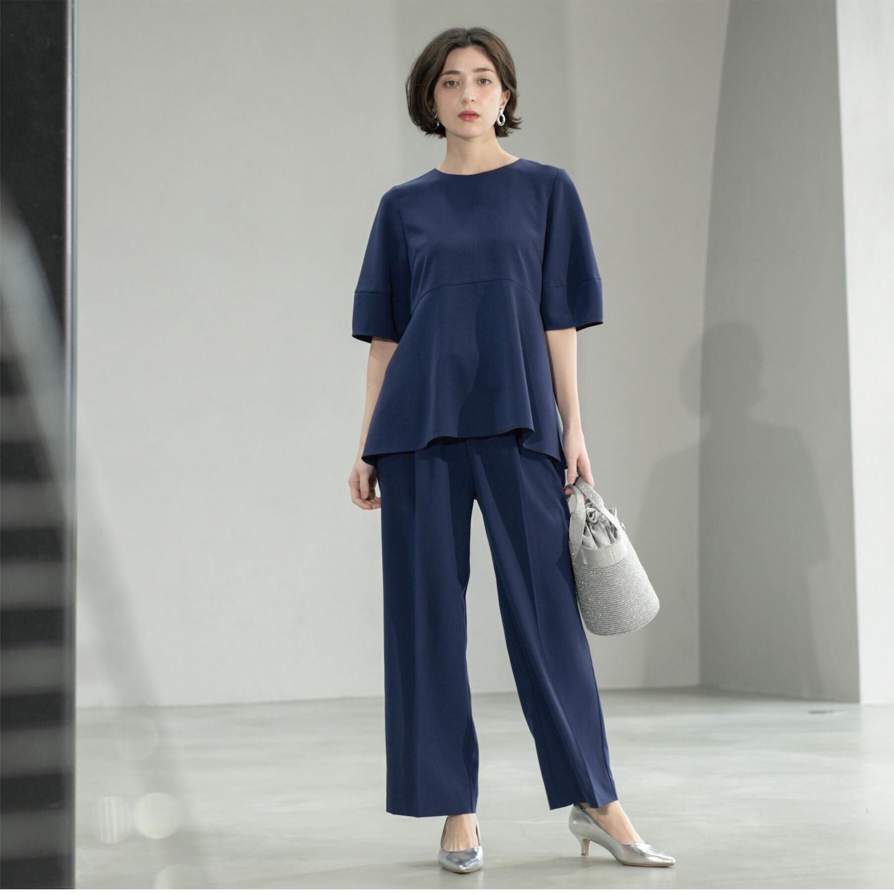 OPAQUE.CLIP「《6色展開》ストレッチペプラムブラウス/セットアップ対応【洗濯機洗い可/防シワ】」|シャツ・ブラウス|