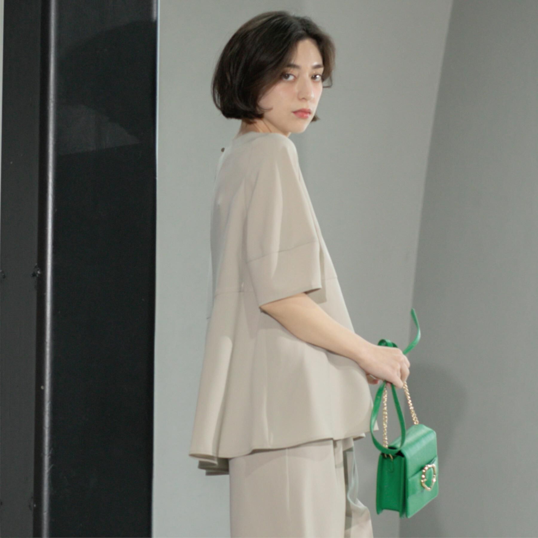 OPAQUE.CLIP「《6色展開》ストレッチペプラムブラウス/セットアップ対応【洗濯機洗い可/防シワ】」|シャツ・ブラウス|