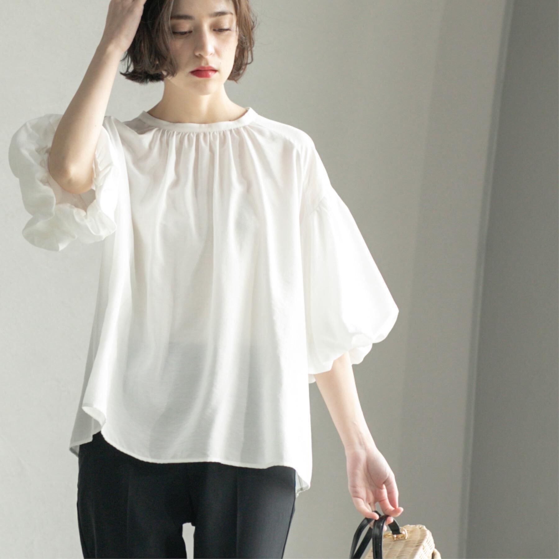 OPAQUE.CLIP「バルーンスリーブブラウス【洗濯機洗い可】」|シャツ・ブラウス|