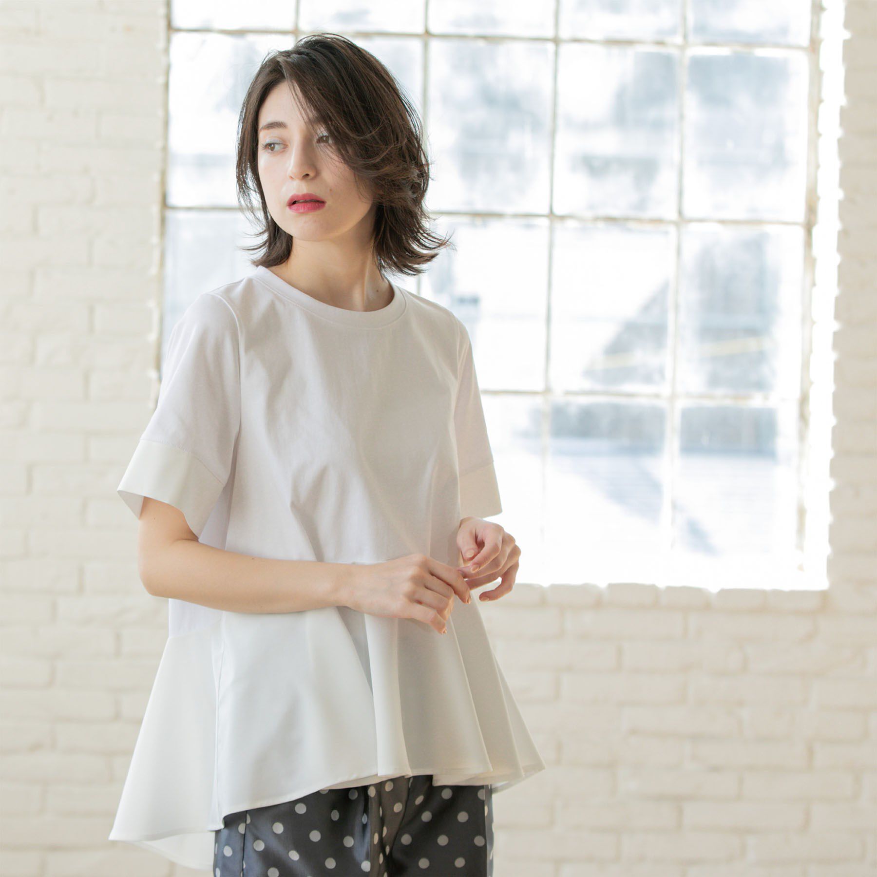 OPAQUE.CLIP「ペプラム切替ドッキングトップス【洗濯機洗い可】」|Tシャツ・カットソー|