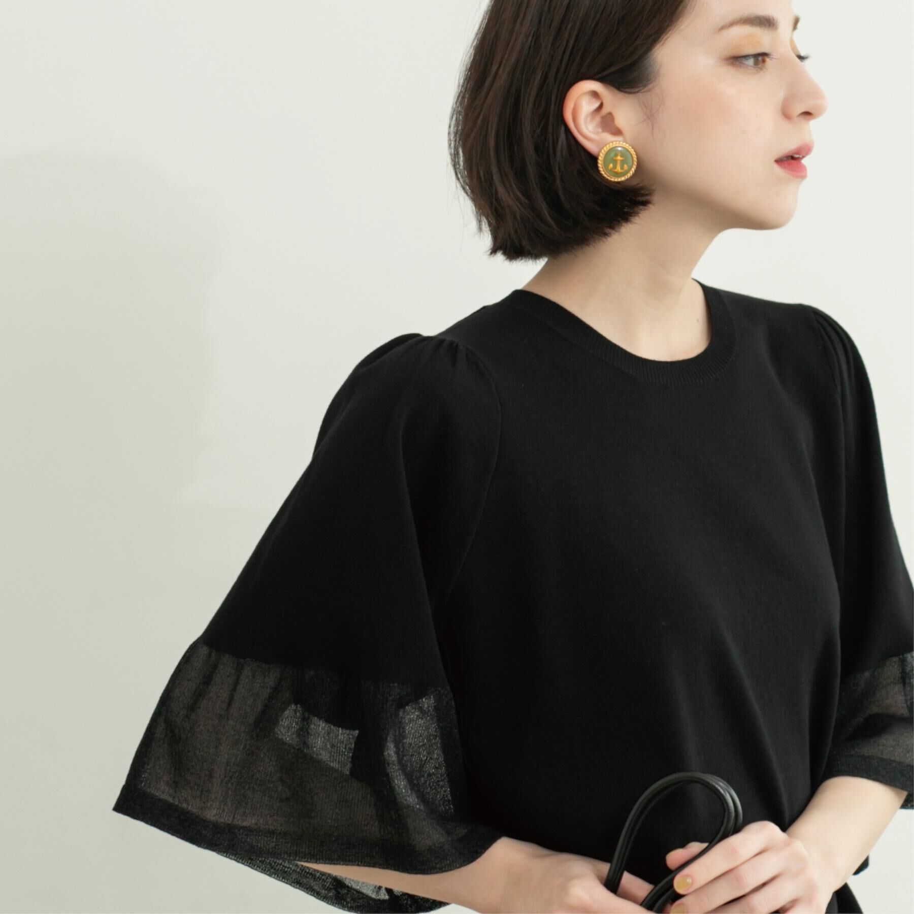 OPAQUE.CLIP「《5色展開》シアーフレアスリーブニット【洗濯機洗い可】」|ニット・セーター|