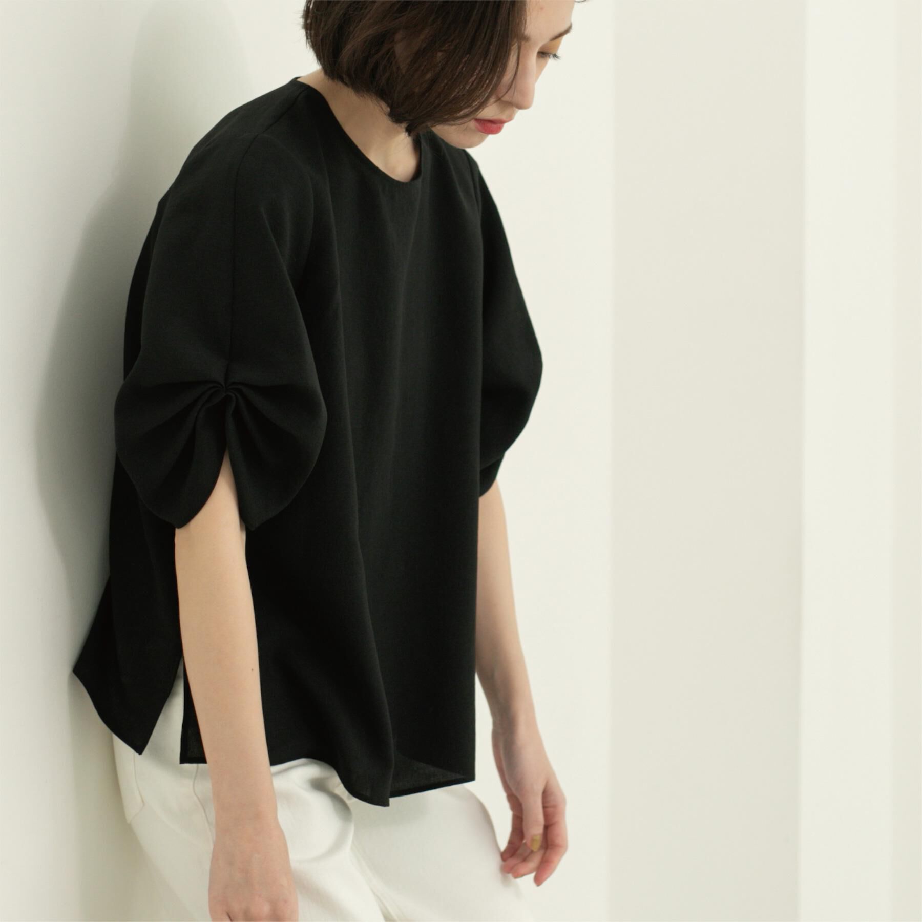 OPAQUE.CLIP「リネンライクタックスリーブブラウス【洗濯機洗い可/吸水速乾/接触冷感】」|シャツ・ブラウス|