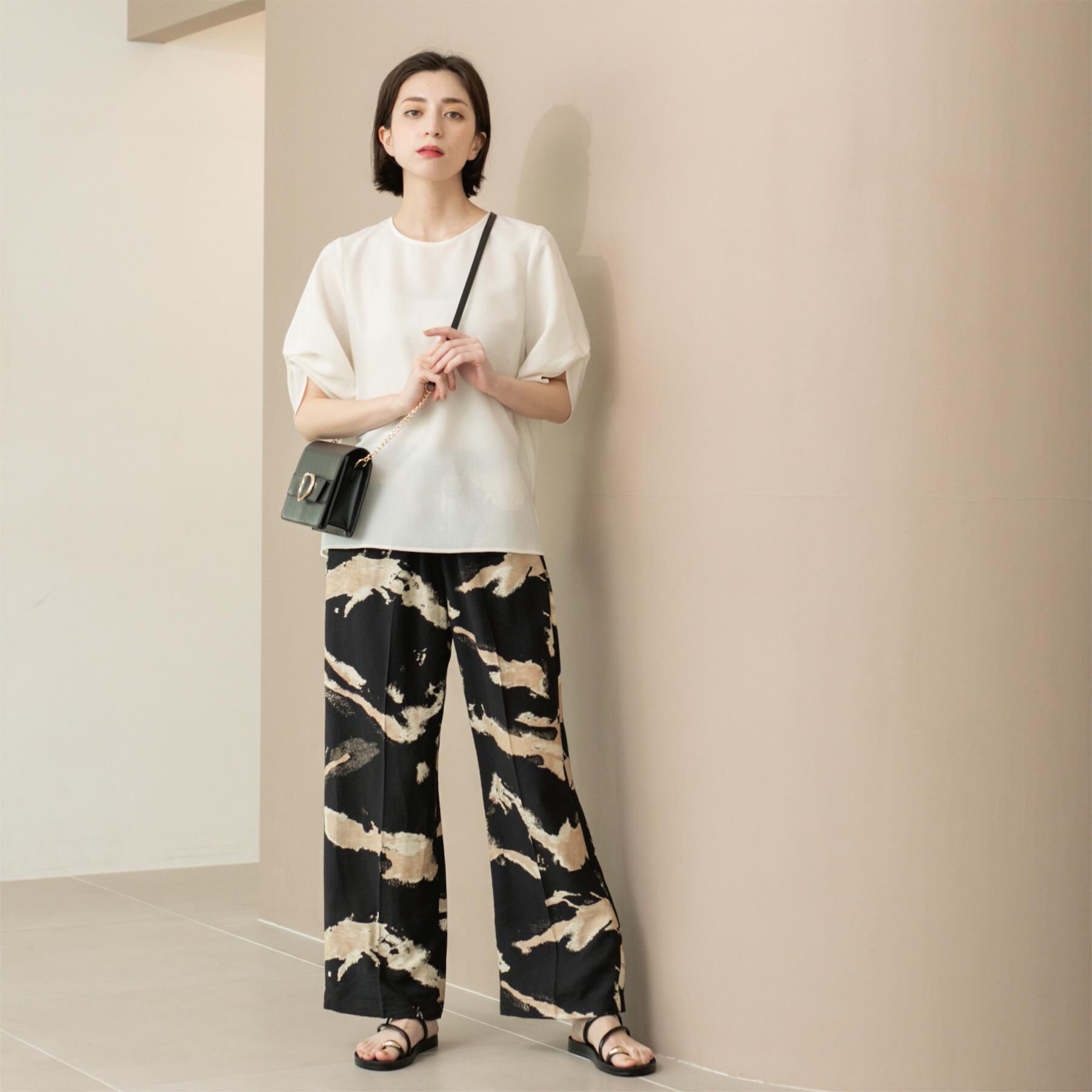 OPAQUE.CLIP「リネンライクタックスリーブブラウス【洗濯機洗い可/吸水速乾/接触冷感】」|シャツ・ブラウス|