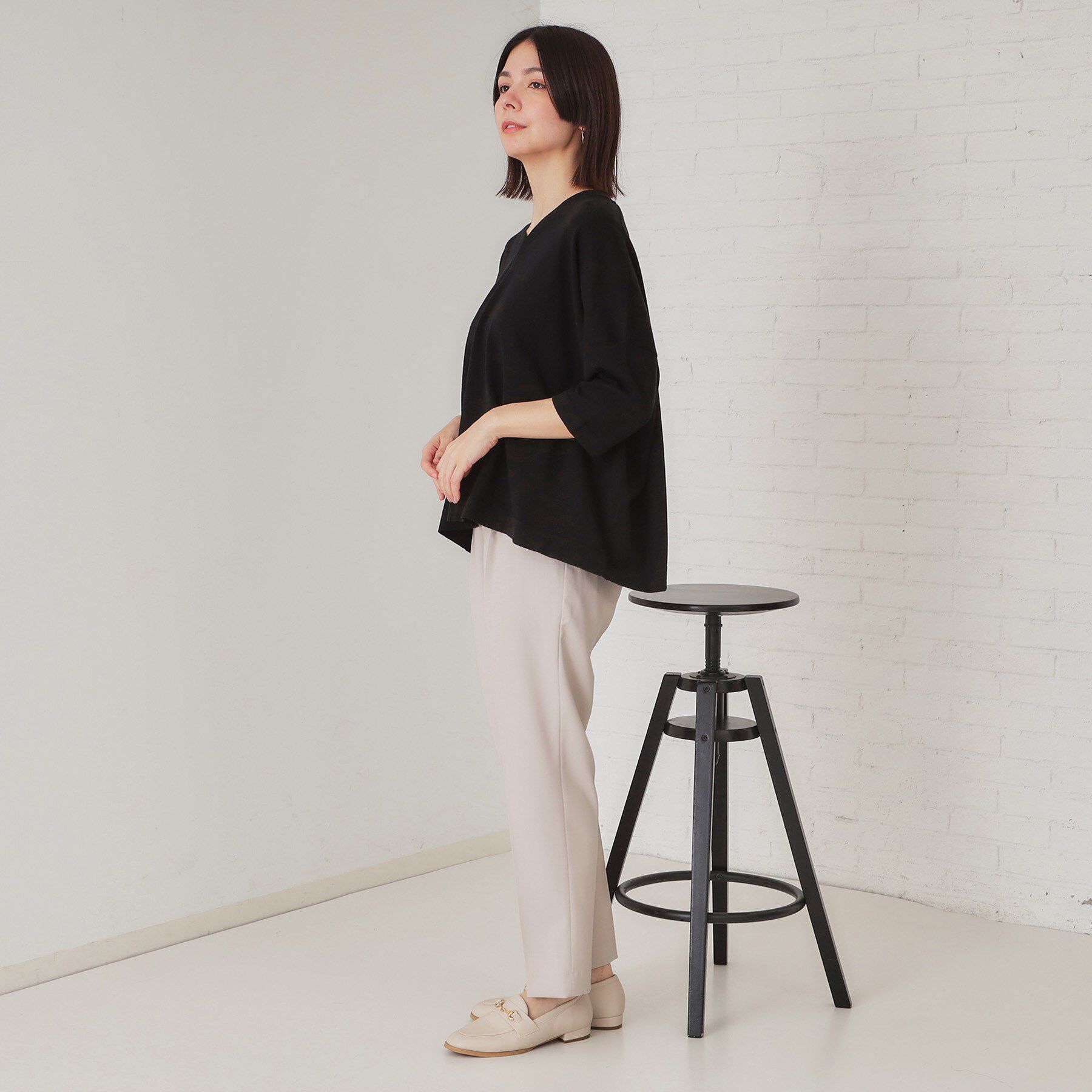 OPAQUE.CLIP「リラクシーワイドVネックニット【洗濯機洗い可】」|ニット・セーター|