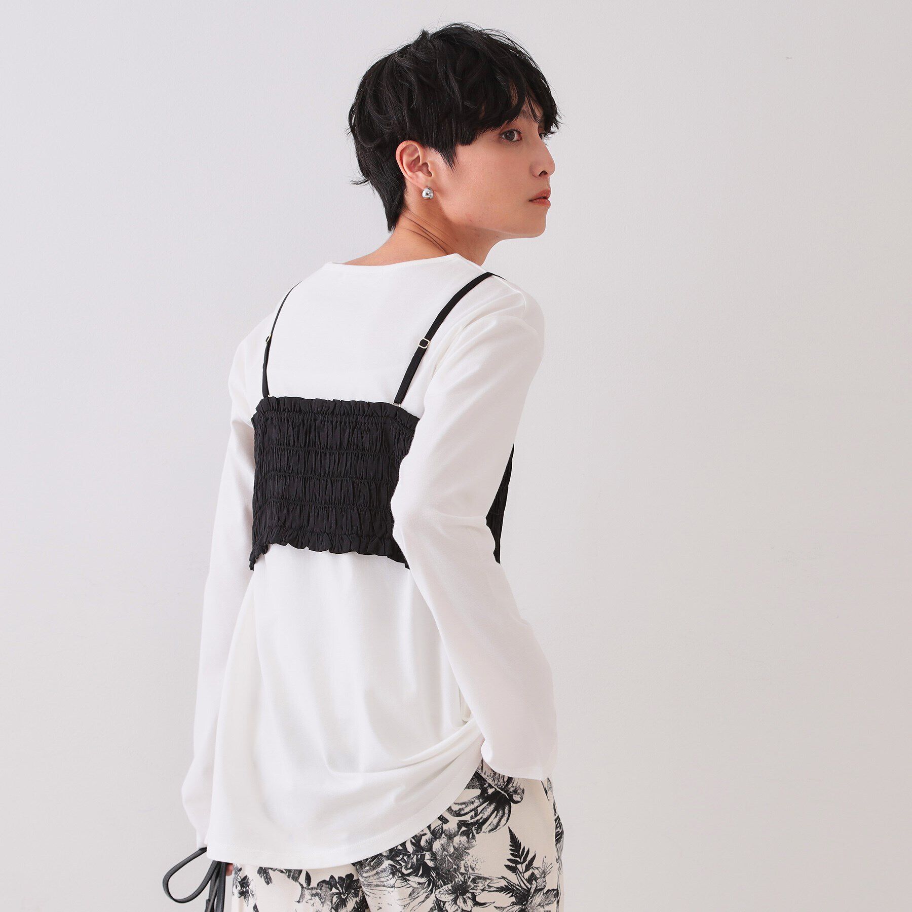 OPAQUE.CLIP「《ツインセット》シャーリングビスチェ&times;ロングTシャツ【洗濯機洗い可】」|その他|