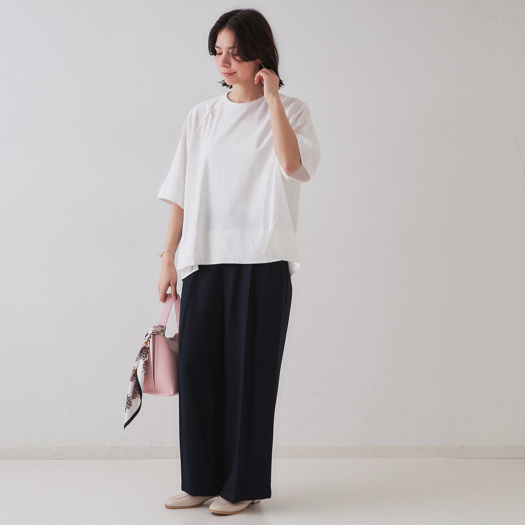 OPAQUE.CLIP「バックフハクドッキングAラインカットソー【洗濯機洗い可】」|Tシャツ・カットソー|