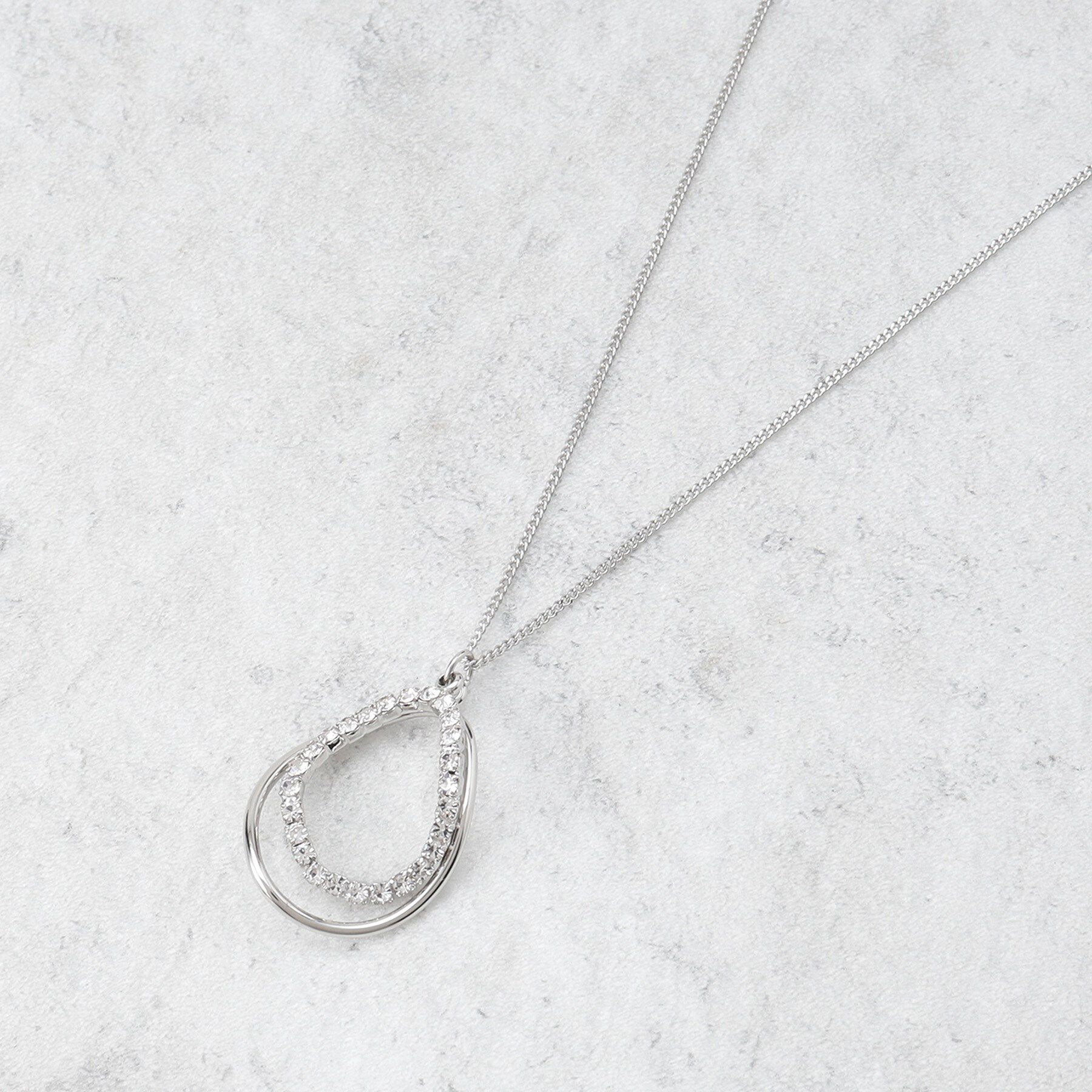 OPAQUE.CLIP「変型メタルリング&times;ビジューリングネックレス」|ネックレス|シルバー(006)