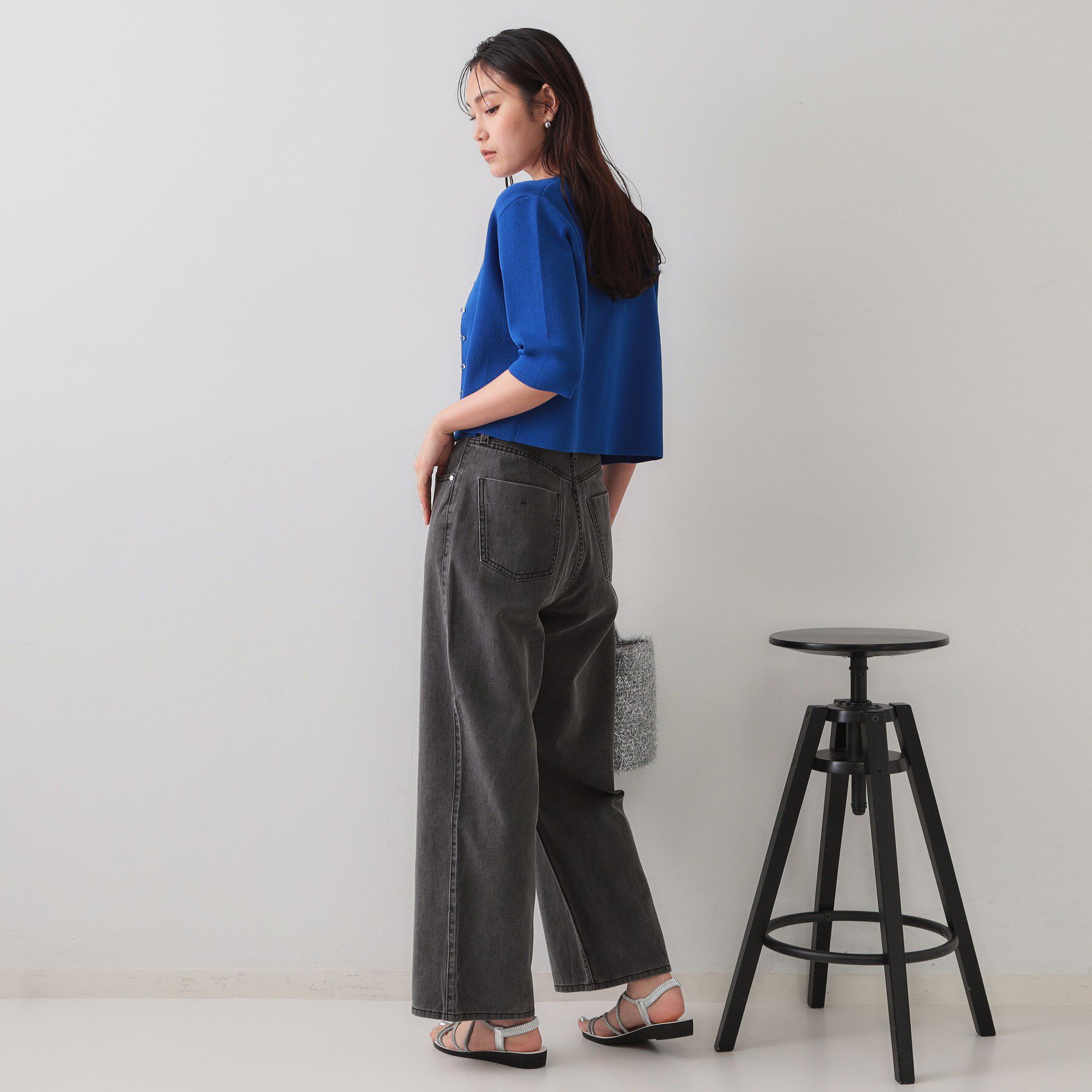 OPAQUE.CLIP「ワイドストレートカラーデニム【洗濯機洗い可】」|デニム|