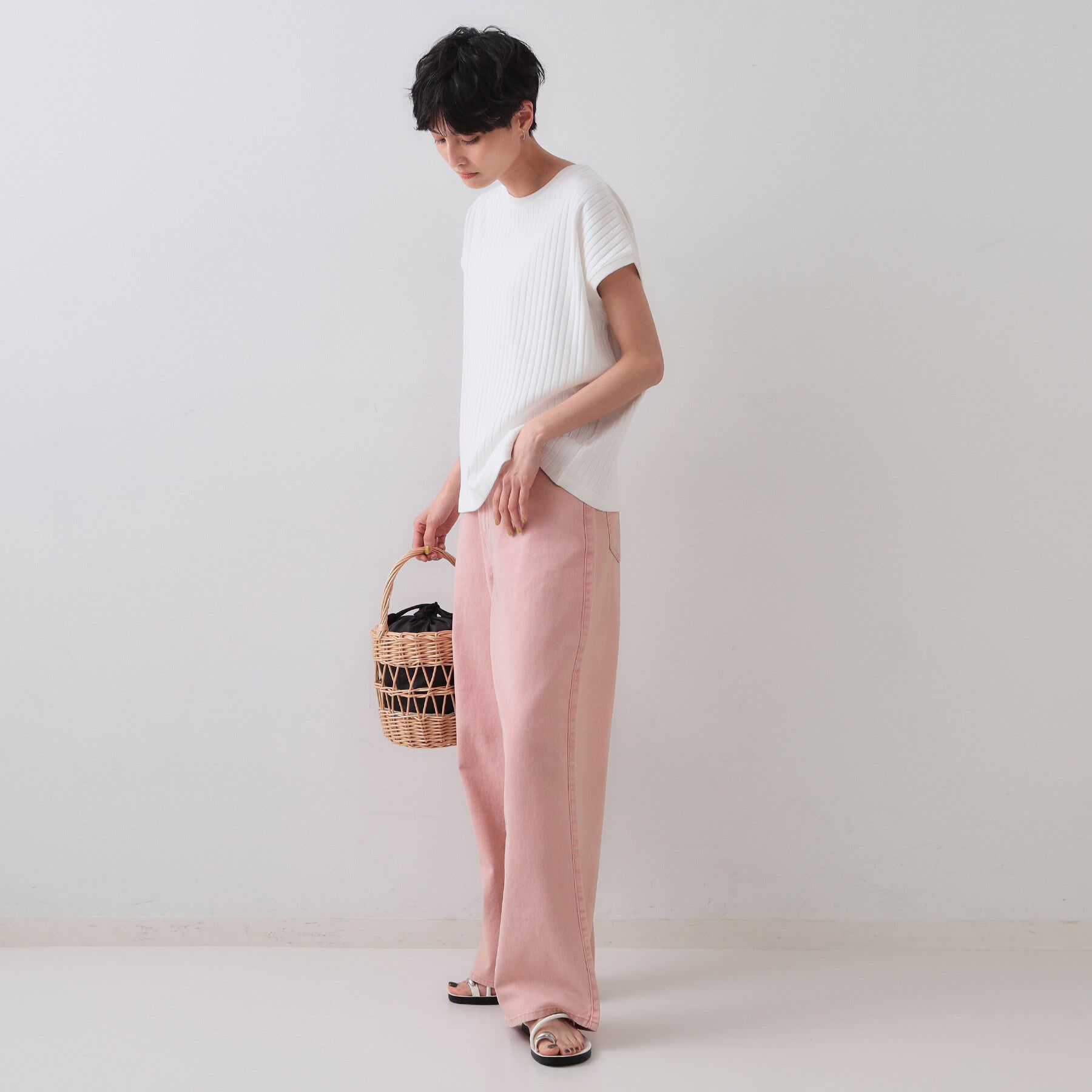 OPAQUE.CLIP「ワイドストレートカラーデニム【洗濯機洗い可】」|デニム|