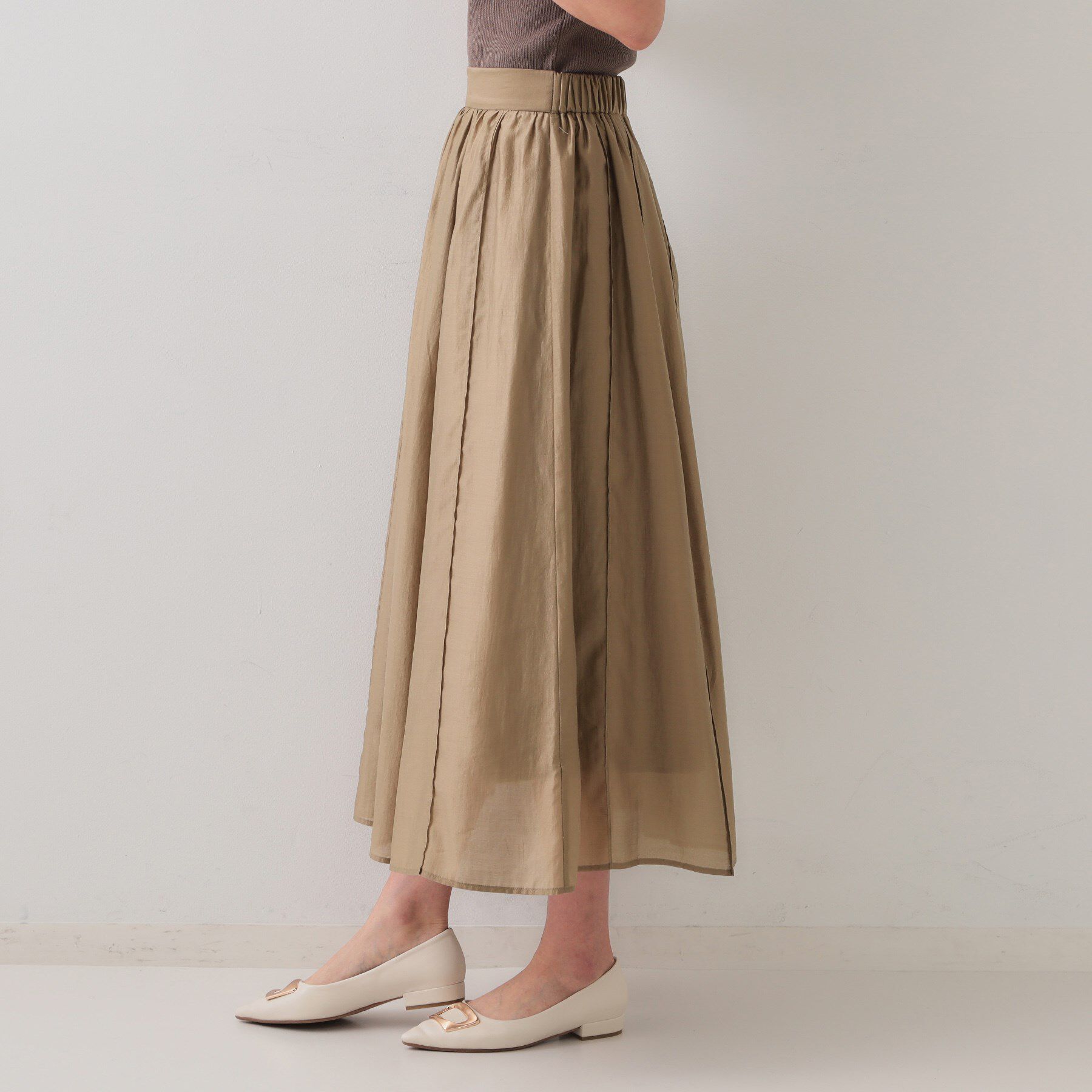 OPAQUE.CLIP「シアーピンタックフレアスカート【洗濯機洗い可】」|スカート|