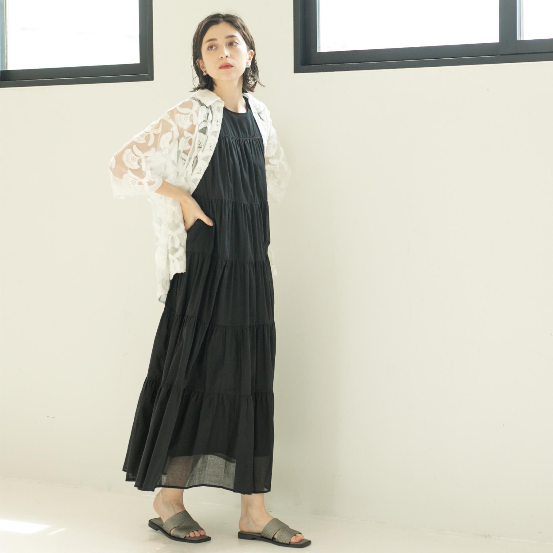 OPAQUE.CLIP「《Can Cam掲載》ティアードマキシドレス/オーガニックコットン混【洗濯機洗い可】」|ワンピース|