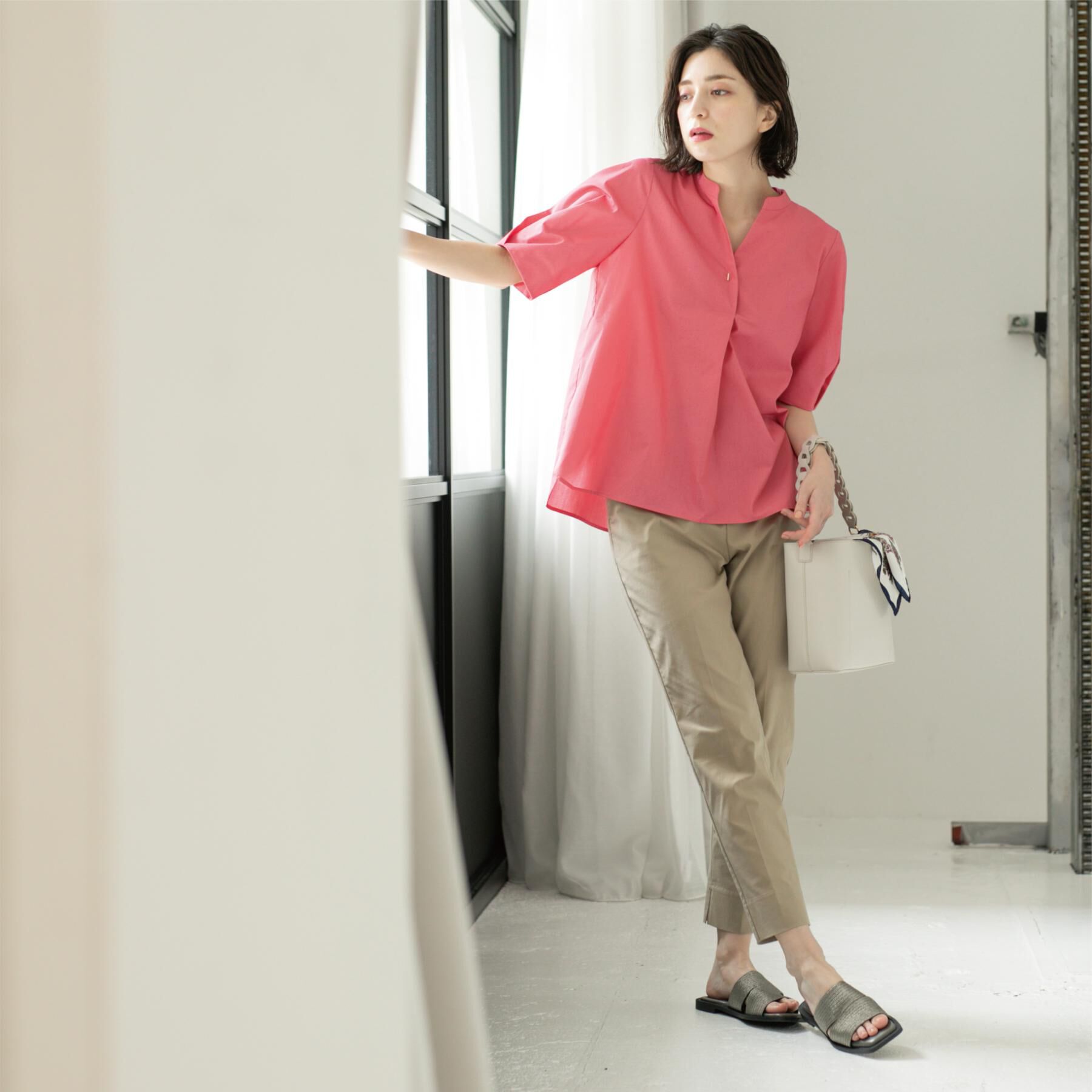 OPAQUE.CLIP「麻混ハイストレッチイージースティックパンツ【洗濯機洗い可】」|その他|