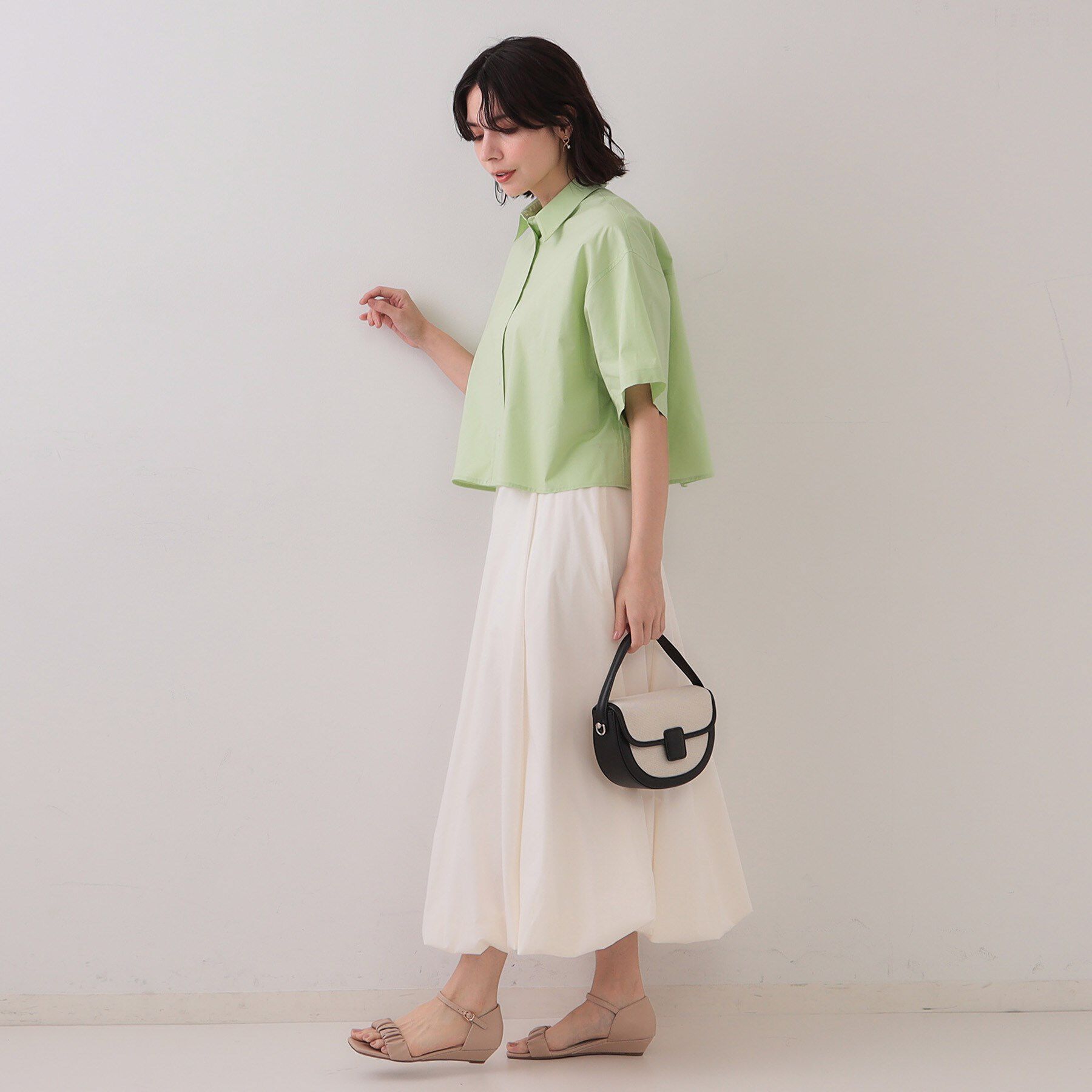 OPAQUE.CLIP「クロップドハーフスリーブシャツ【洗濯機洗い可】」|シャツ・ブラウス|