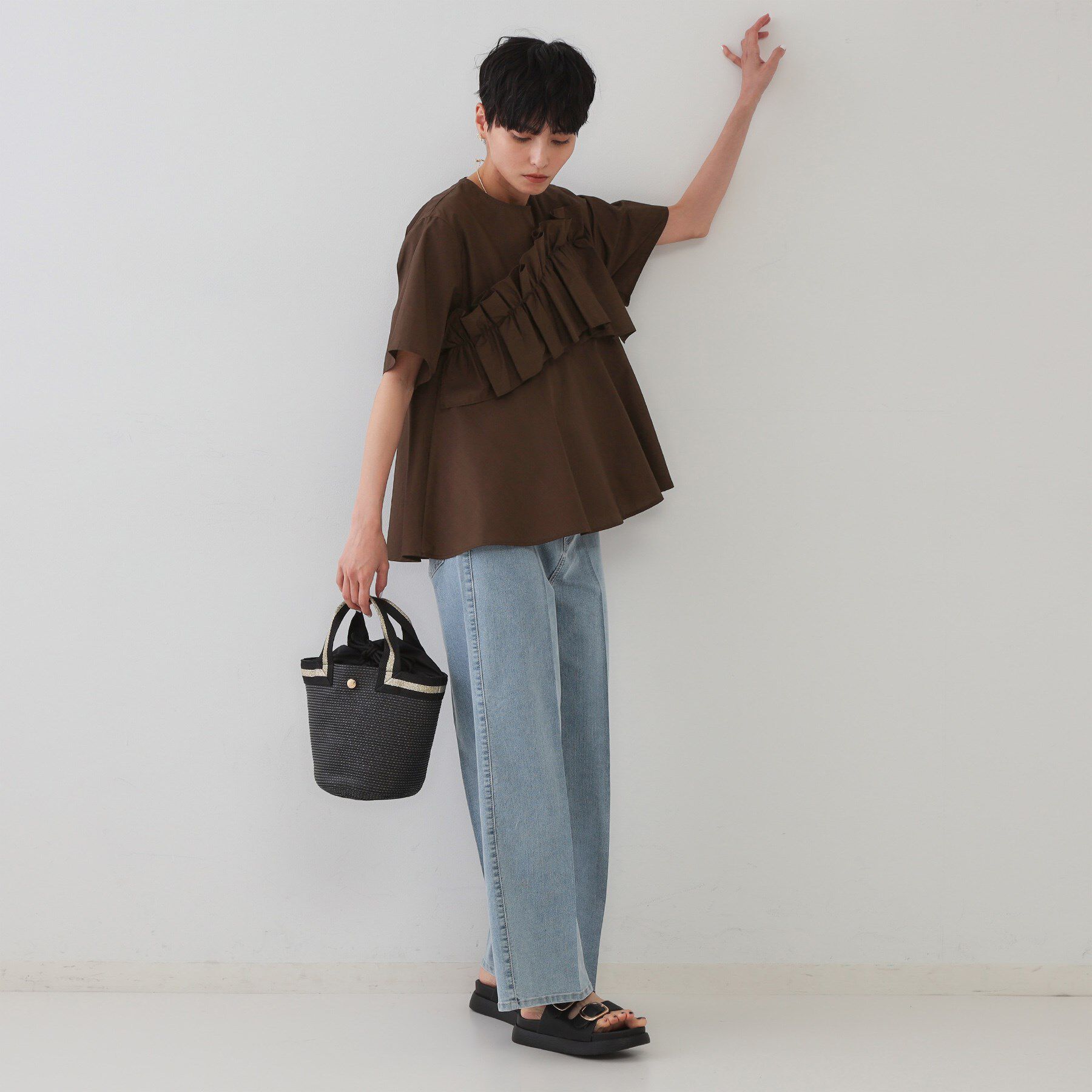 OPAQUE.CLIP「フリルデザインペプラムブラウス【洗濯機洗い可】」|シャツ・ブラウス|