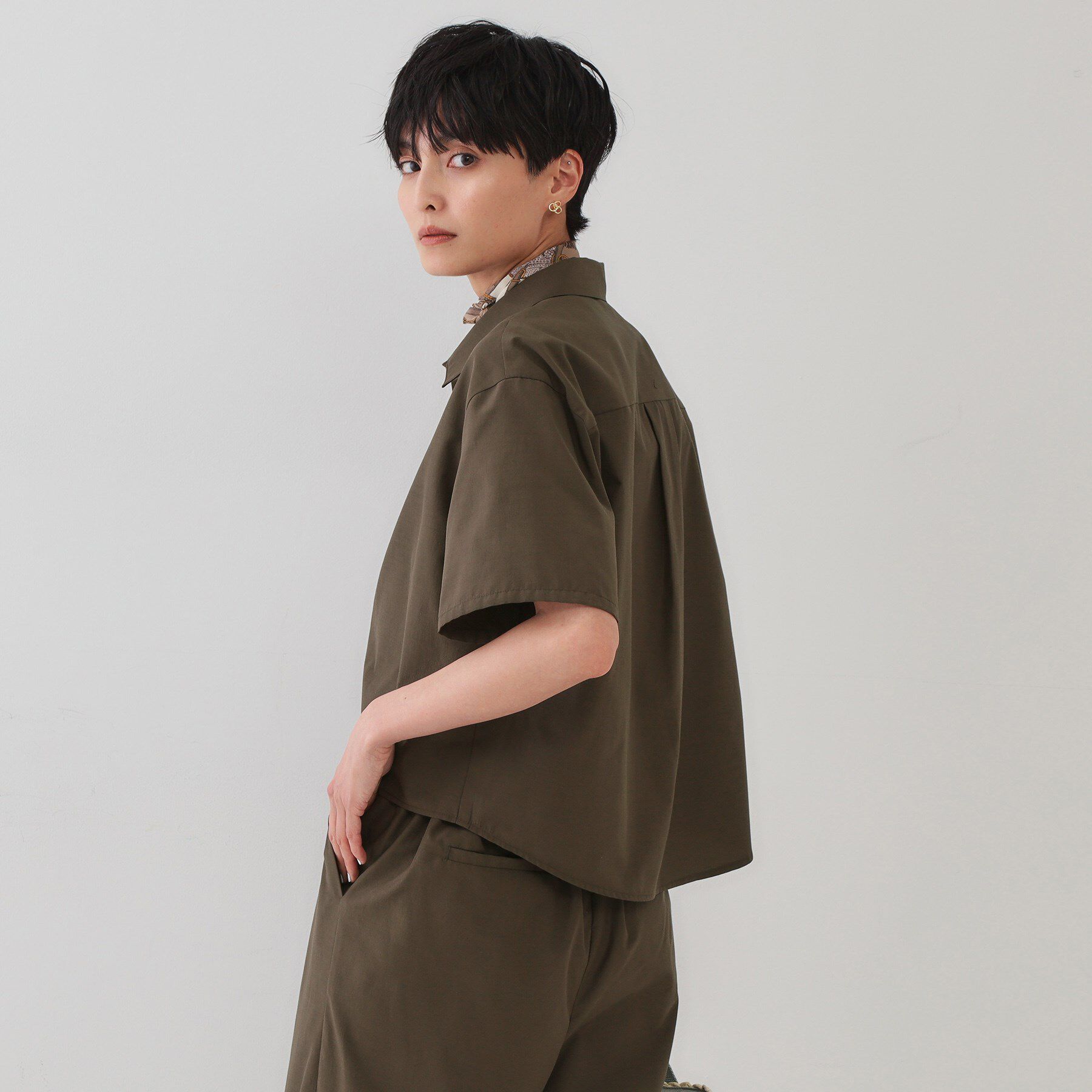 OPAQUE.CLIP「シャツオールインワン【洗濯機洗い可】」|オールインワン|