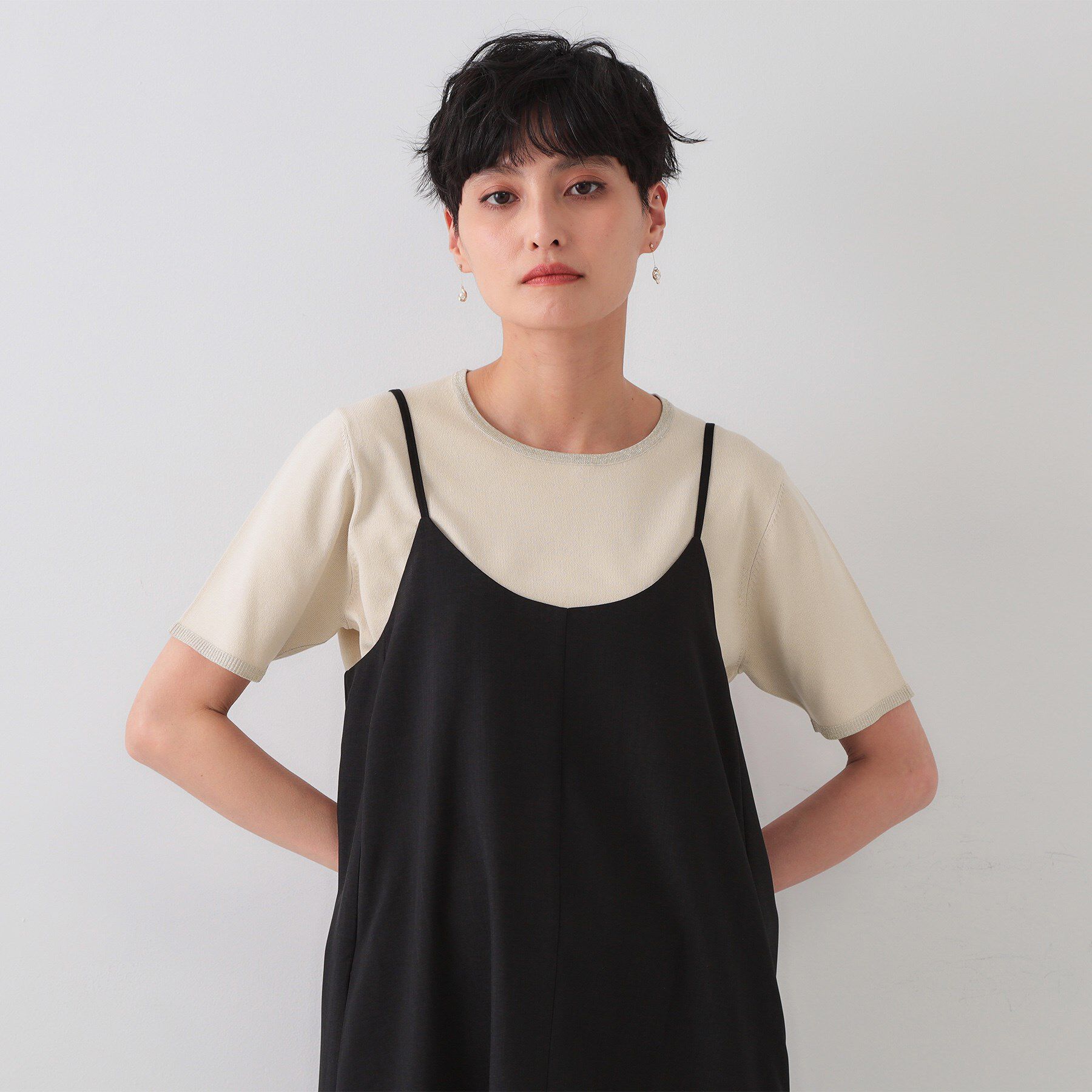 OPAQUE.CLIP「配色ラメニット/アンサンブル対応【洗濯機洗い可/抗ピル】」|ニット・セーター|ライトベージュ(05