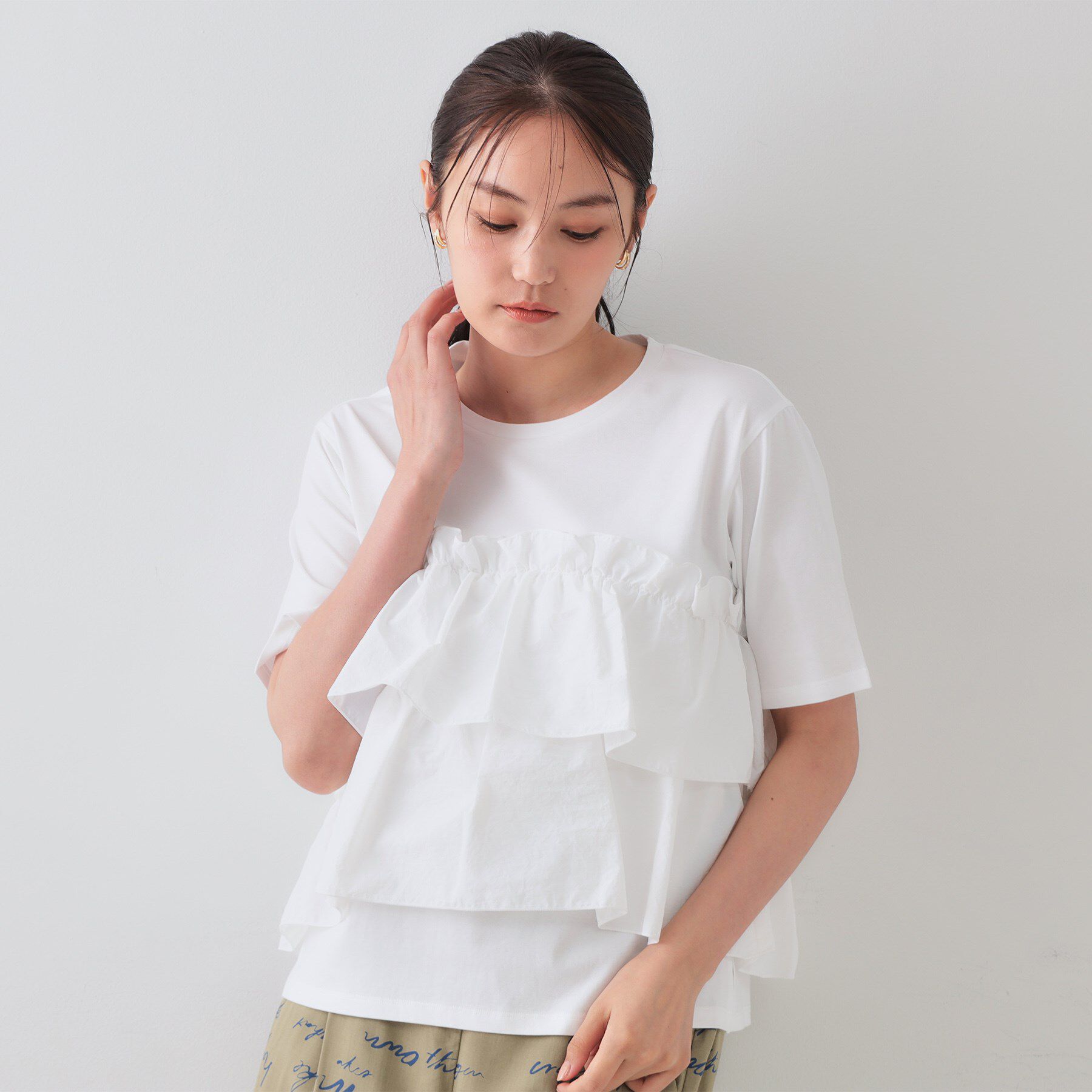 OPAQUE.CLIP「ダブルフリルデザイントップス【洗濯機洗い可】」|Tシャツ・カットソー|