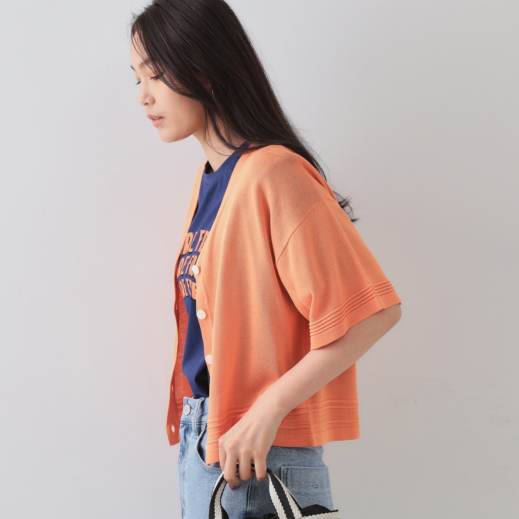 OPAQUE.CLIP「Vネックショートニットカーディガン【洗濯機洗い可/抗ピル】」|カーディガン|