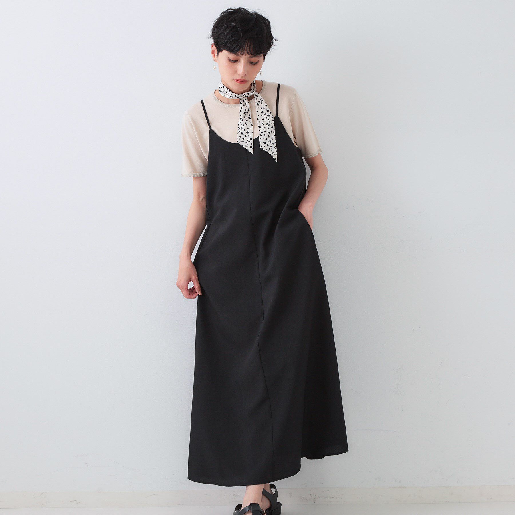 OPAQUE.CLIP「リネンライクキャミワンピース【洗濯機洗い可】」|ワンピース|