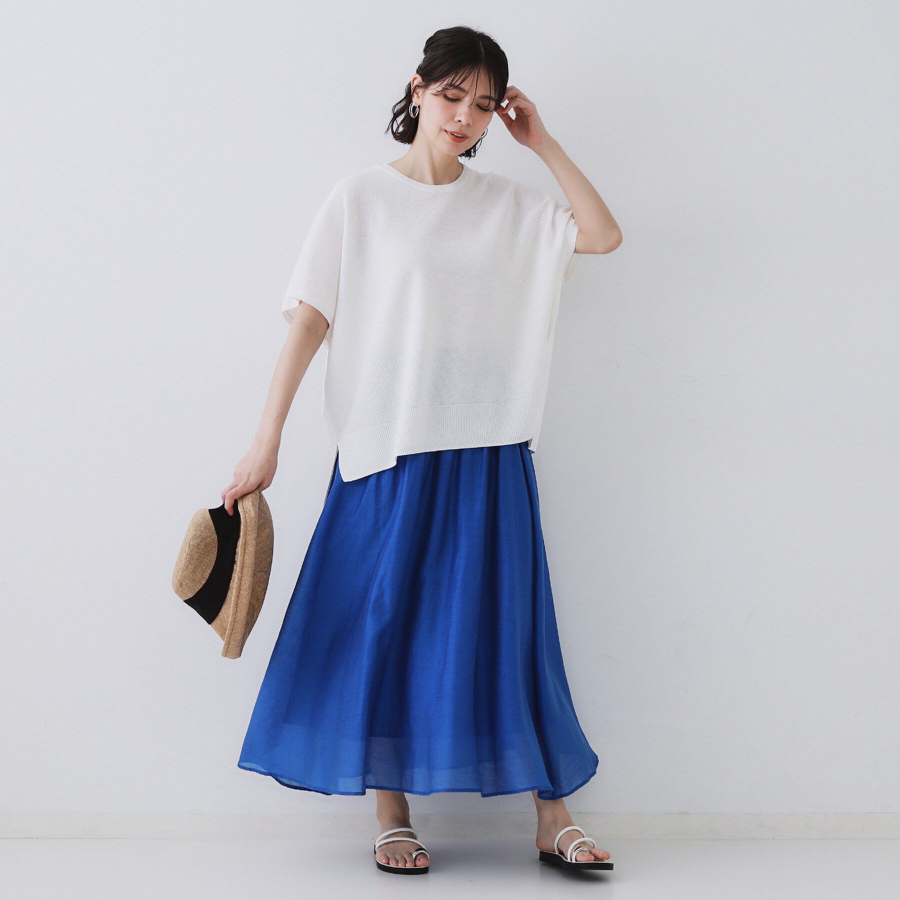 OPAQUE.CLIP「《5色展開/S-LLサイズ》リラクシーメッシュニット【洗濯機洗い可】」|ニット・セーター|