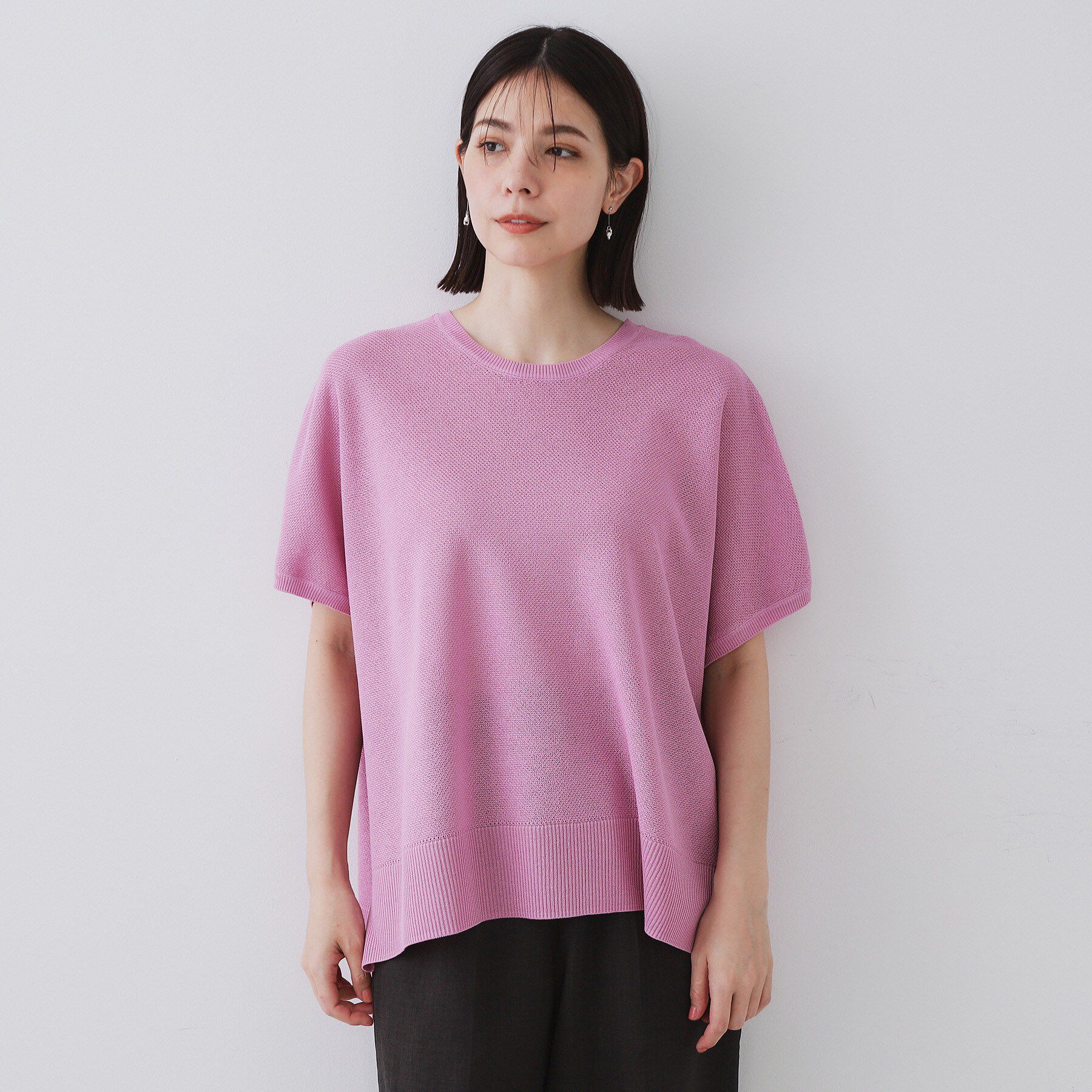 OPAQUE.CLIP「《5色展開/S-LLサイズ》リラクシーメッシュニット【洗濯機洗い可】」|ニット・セーター|