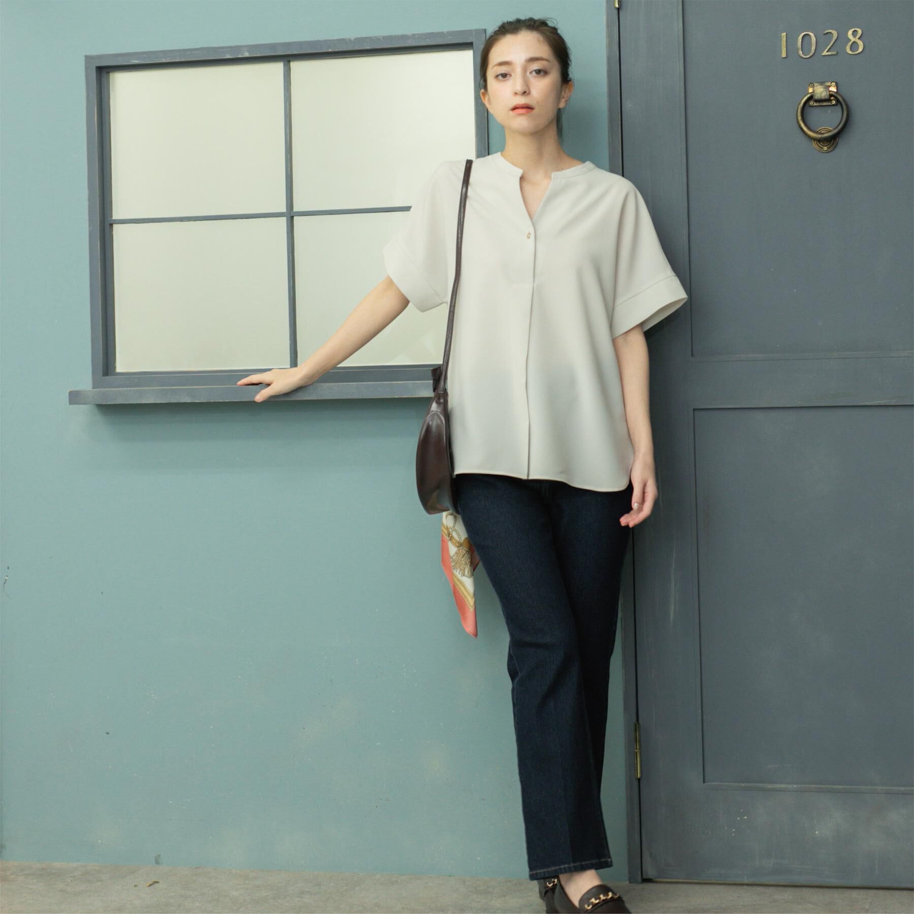 OPAQUE.CLIP「スキッパーブラウス【防シワ/ストレッチ/洗濯機OK】《5色展開/SS-LLサイズ/セットアップ対応》」|シャツ・ブラウス|