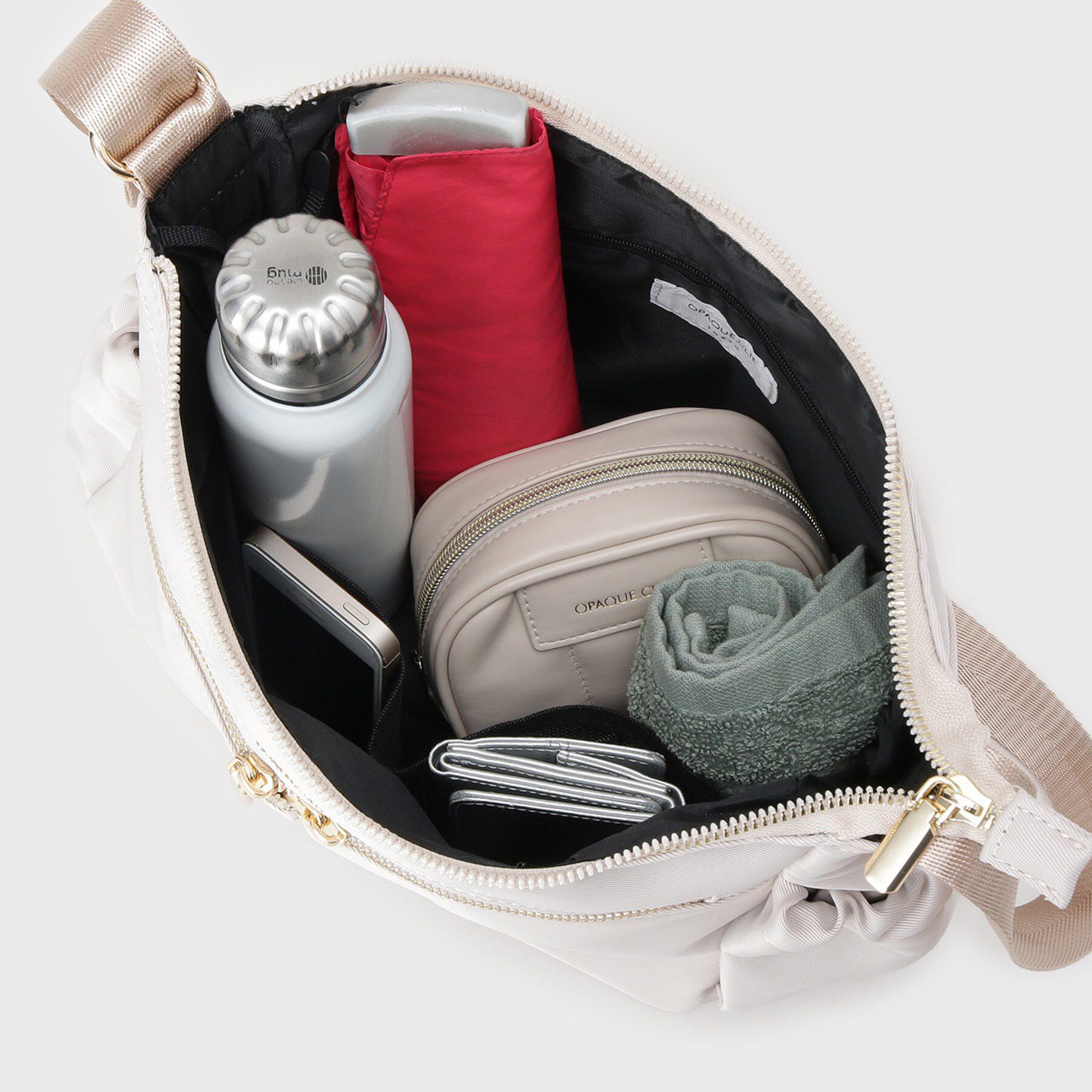 OPAQUE.CLIP「【軽量/撥水加工/多ポケット】ツイルミドルサイズムーンショルダーバッグ」|ショルダー・メッセンジャー|