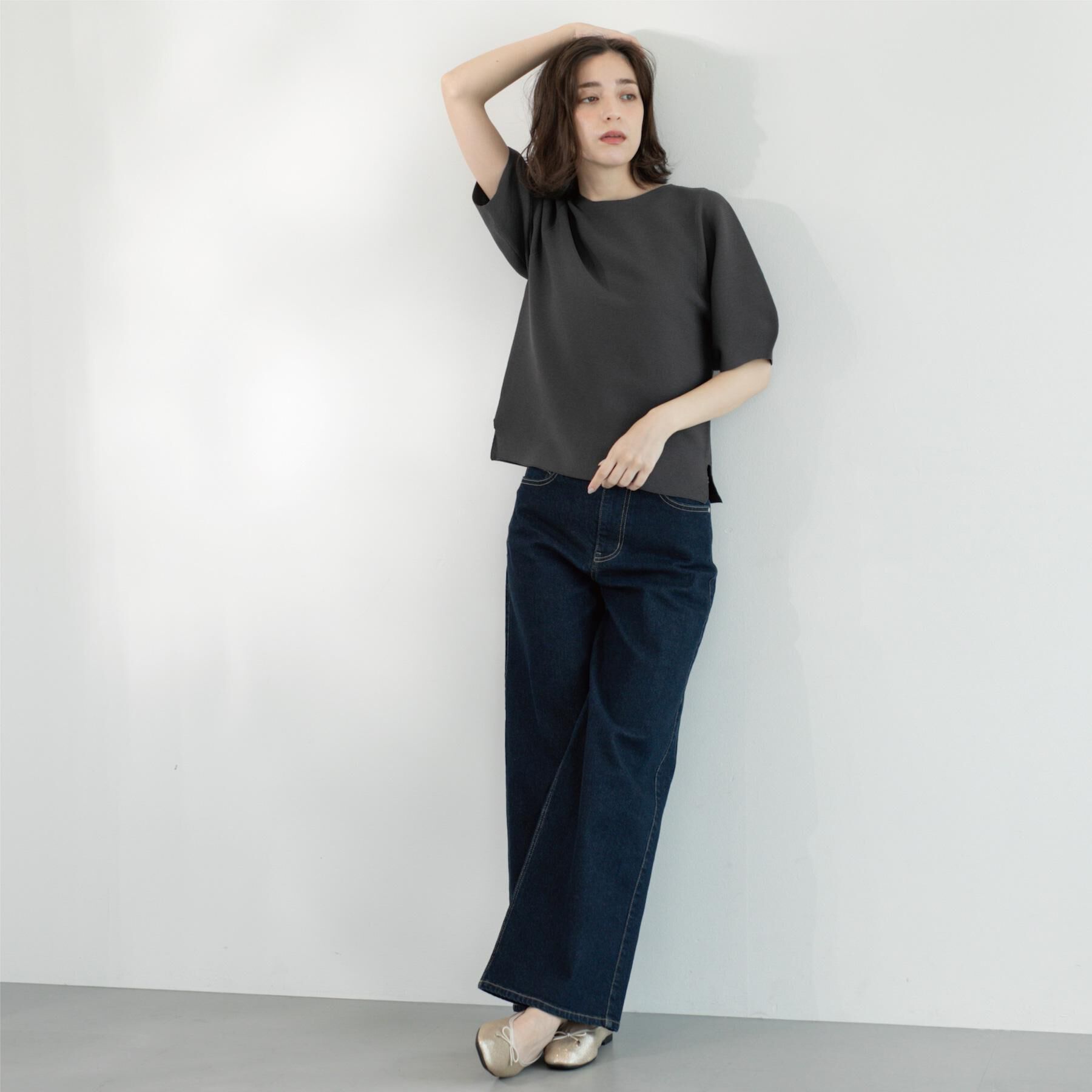 OPAQUE.CLIP「ガーターボリュームスリーブニット【UVケア/洗濯機洗い可】」|ニット・セーター|