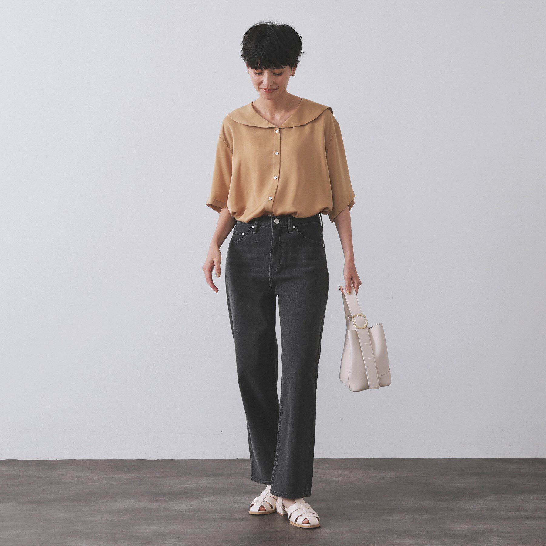 OPAQUE.CLIP「ストレッチストレートデニム【洗濯機洗い可】」|デニム|