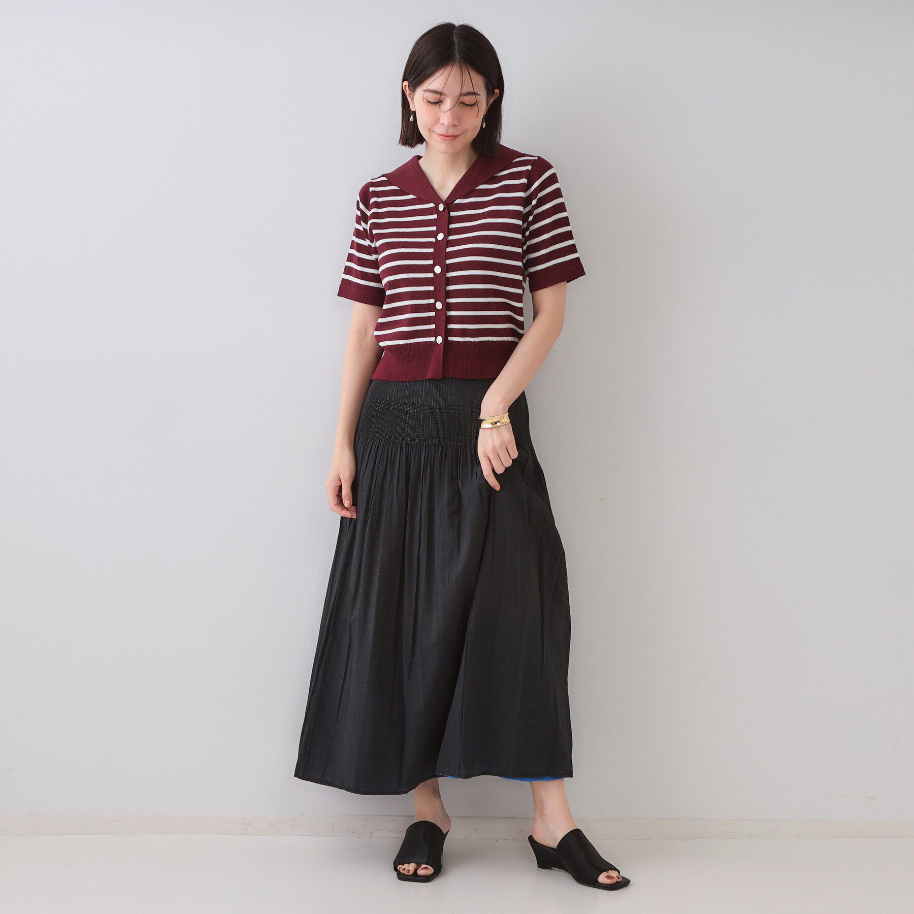 OPAQUE.CLIP「セーラーカラーボーダーニット【洗濯機洗い可】」|ニット・セーター|