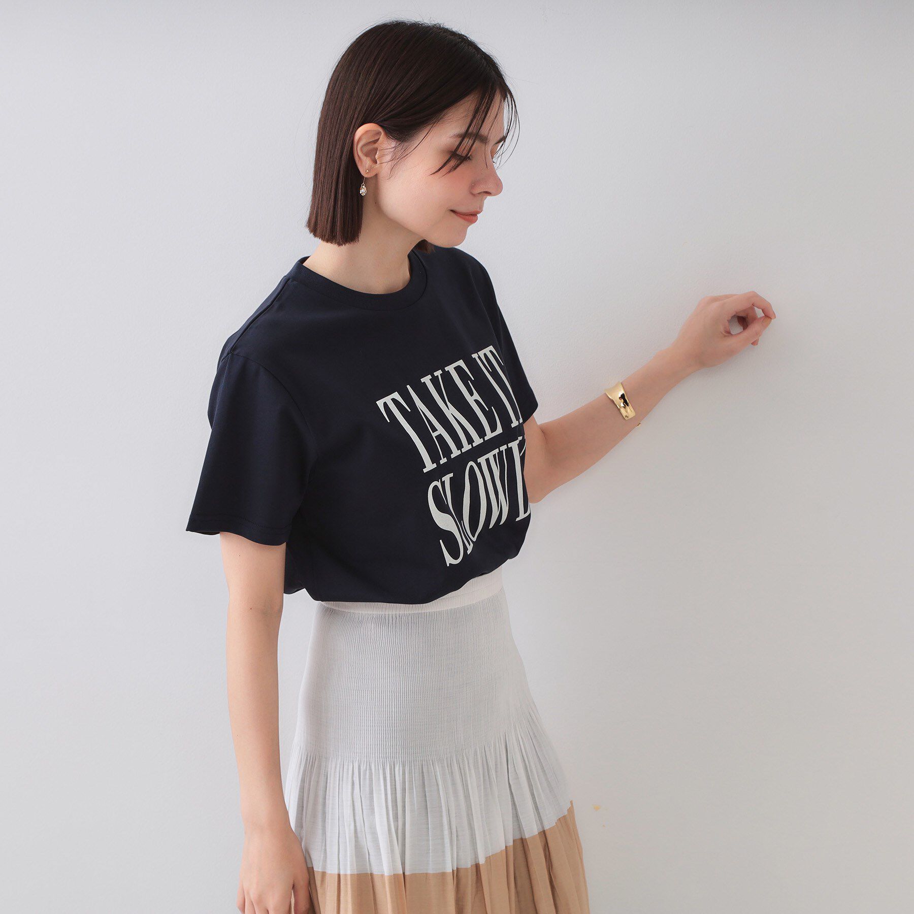 OPAQUE.CLIP「ロゴプリントTシャツ【洗濯機洗い可】」|Tシャツ・カットソー|