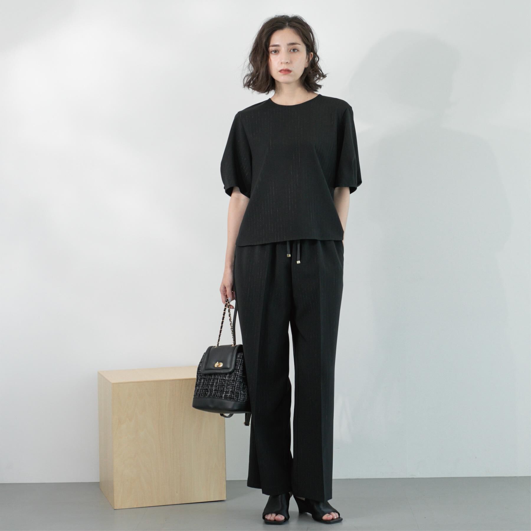 OPAQUE.CLIP「ラメストライプイージーワイドパンツ/セットアップ可【洗濯機洗い可/防シワ/吸水速乾】」|その他|