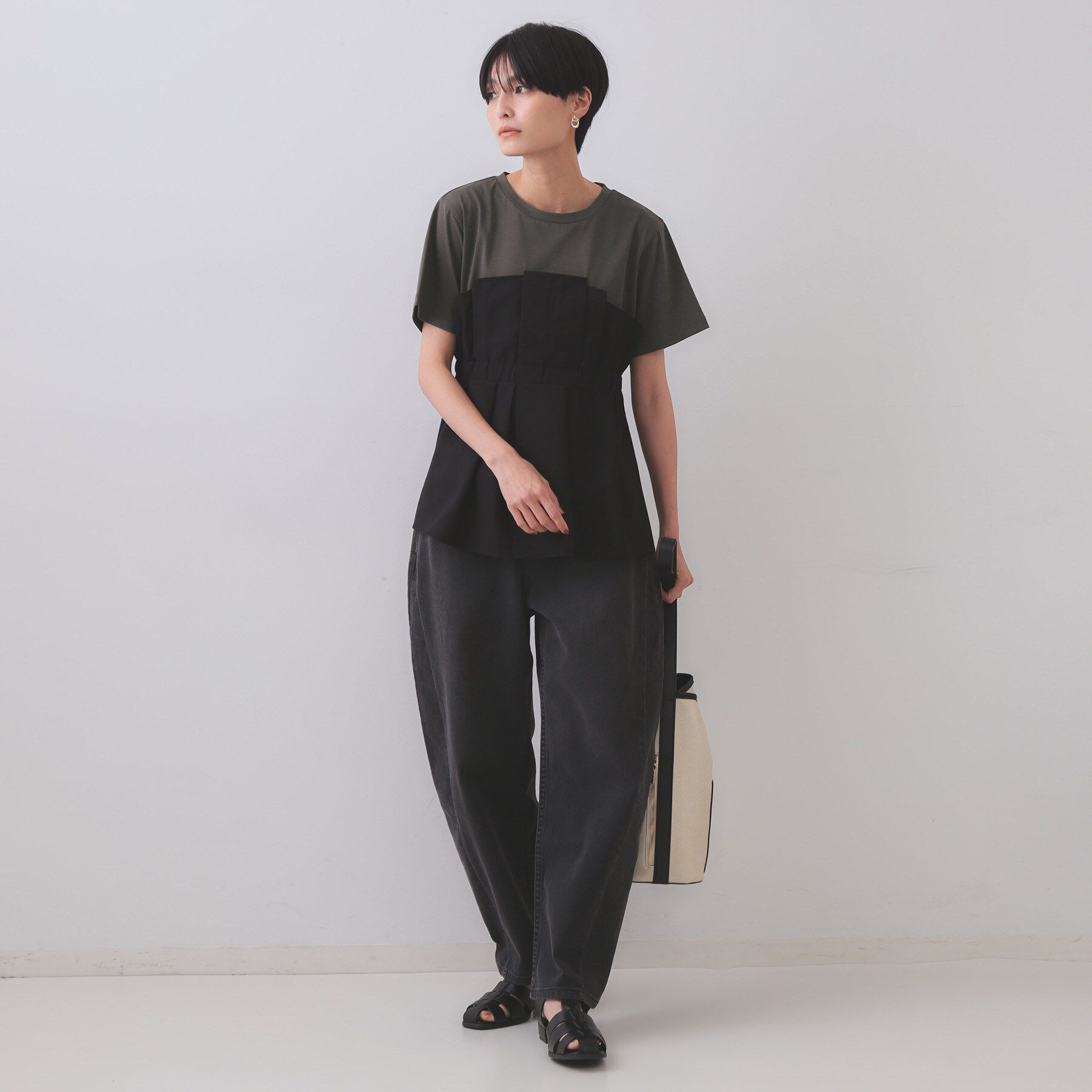 OPAQUE.CLIP「タックビスチェドッキングカットソー【洗濯機洗い可】」|Tシャツ・カットソー|