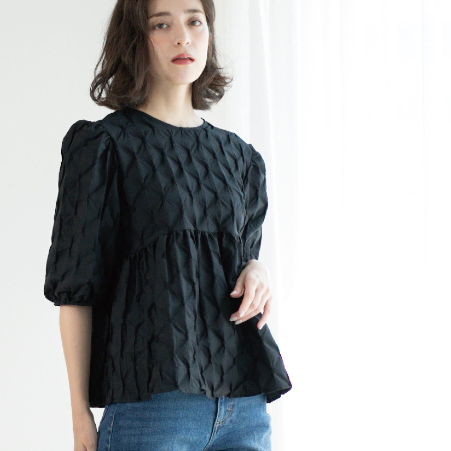 OPAQUE.CLIP「ふくれジャカードペプラムブラウス【洗濯機洗い可】」|シャツ・ブラウス|