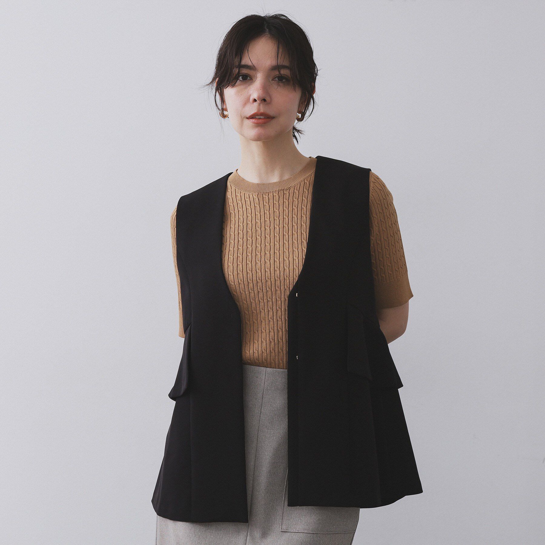 OPAQUE.CLIP「フリルペプラムジレ/セットアップ対応可【洗濯機洗い可】」|ベスト・ジレ|