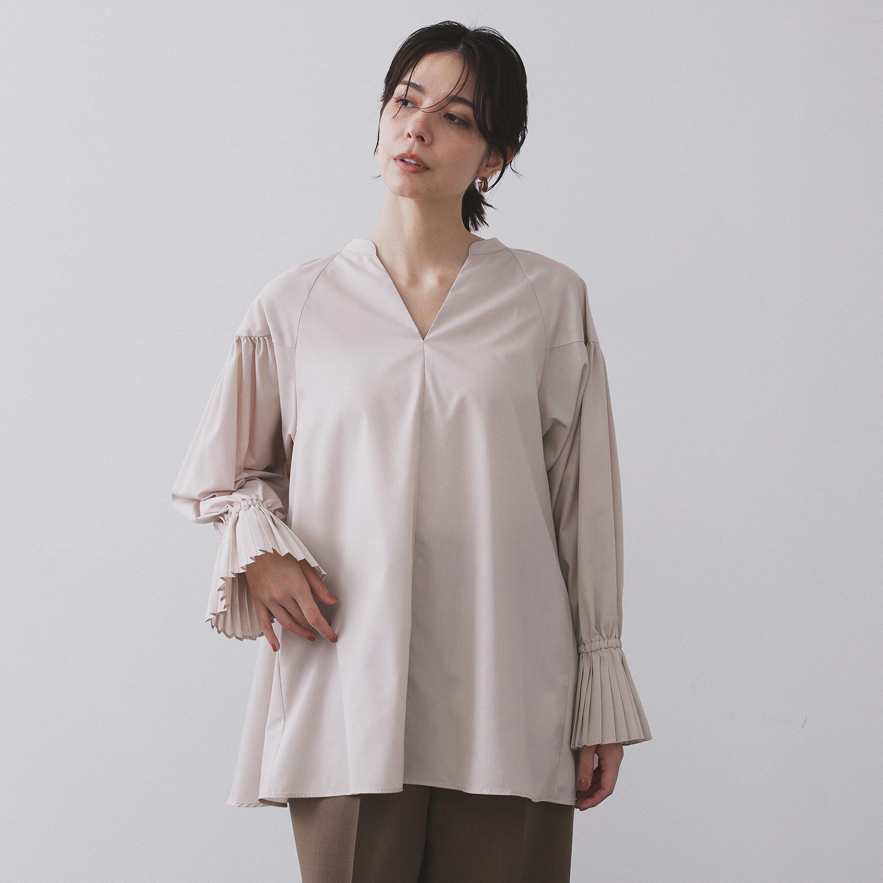 OPAQUE.CLIP「プリーツキャンディスリーブブラウス【洗濯機洗い可】」|シャツ・ブラウス|