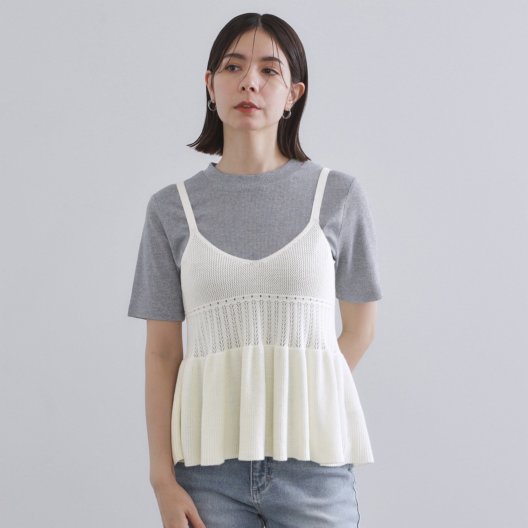 OPAQUE.CLIP「カギ針風ニットキャミビスチェ【洗濯機洗い可】」|ニット・セーター|