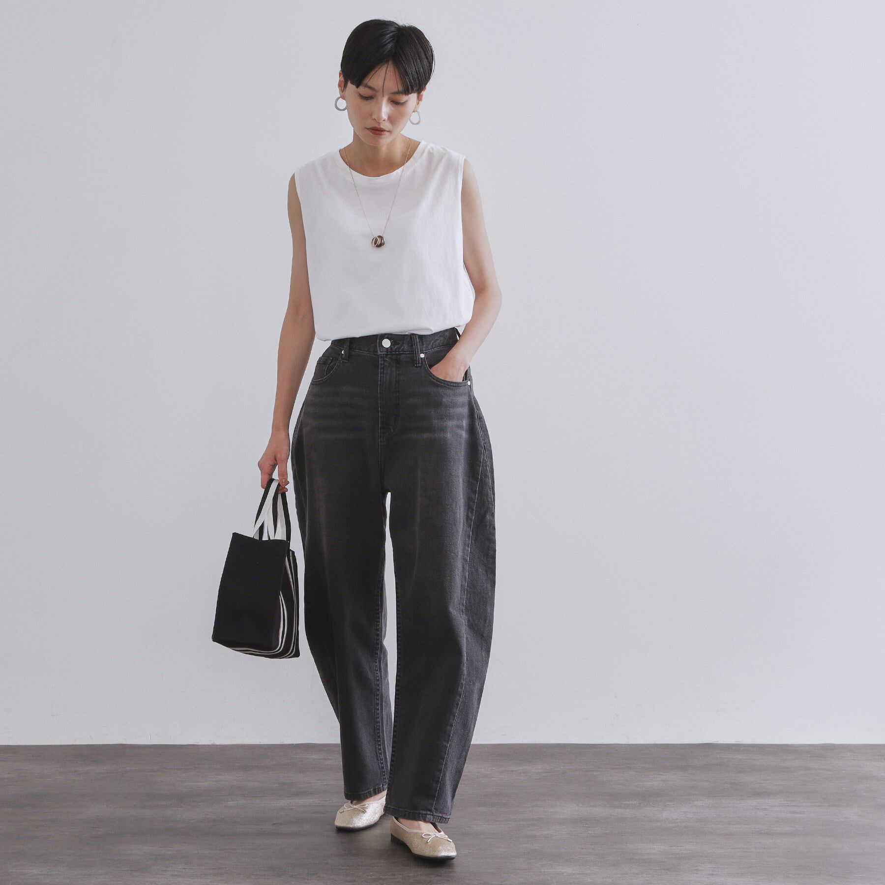 OPAQUE.CLIP「《CanCam掲載》ツインセット/フリルキャミビスチェ&times;フレンチスリーブカットソー【洗濯機洗い可】」|Tシャツ・カットソー|