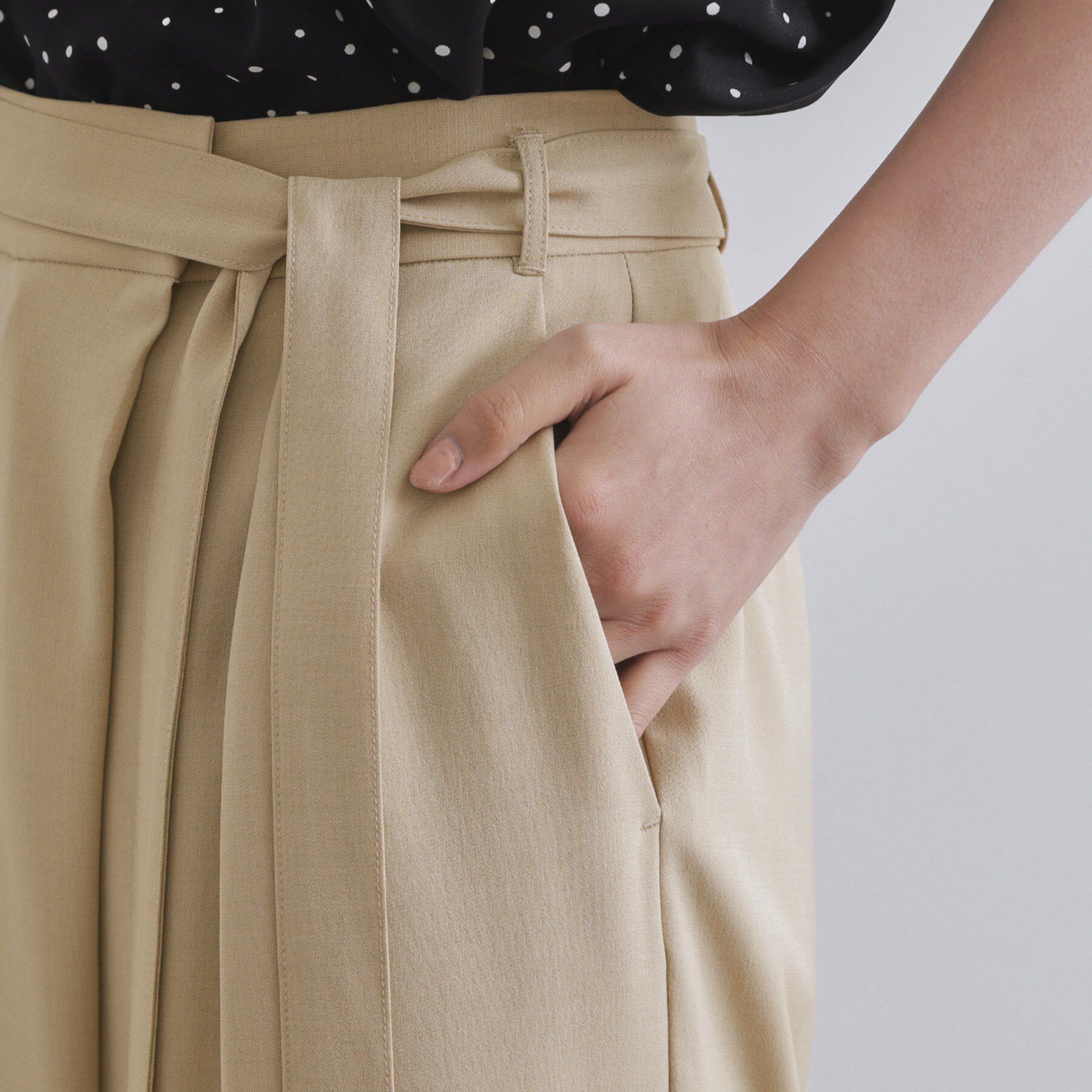 OPAQUE.CLIP「サッシュリボン付きラップデザインパンツ【洗濯機洗い可】」|その他|