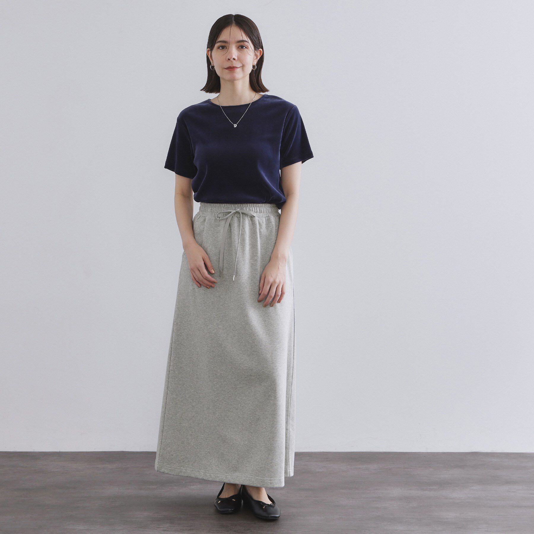 OPAQUE.CLIP「ラメスウェットイージーロングスカート【洗濯機洗い可】」|スカート|