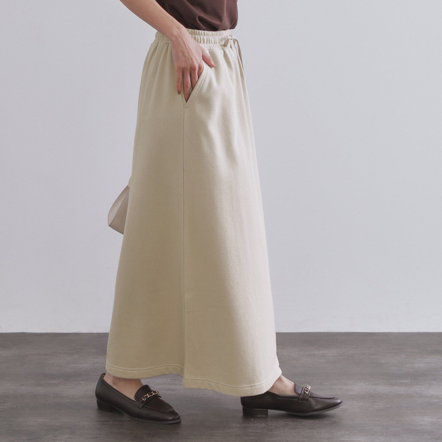 OPAQUE.CLIP「ラメスウェットイージーロングスカート【洗濯機洗い可】」|スカート|