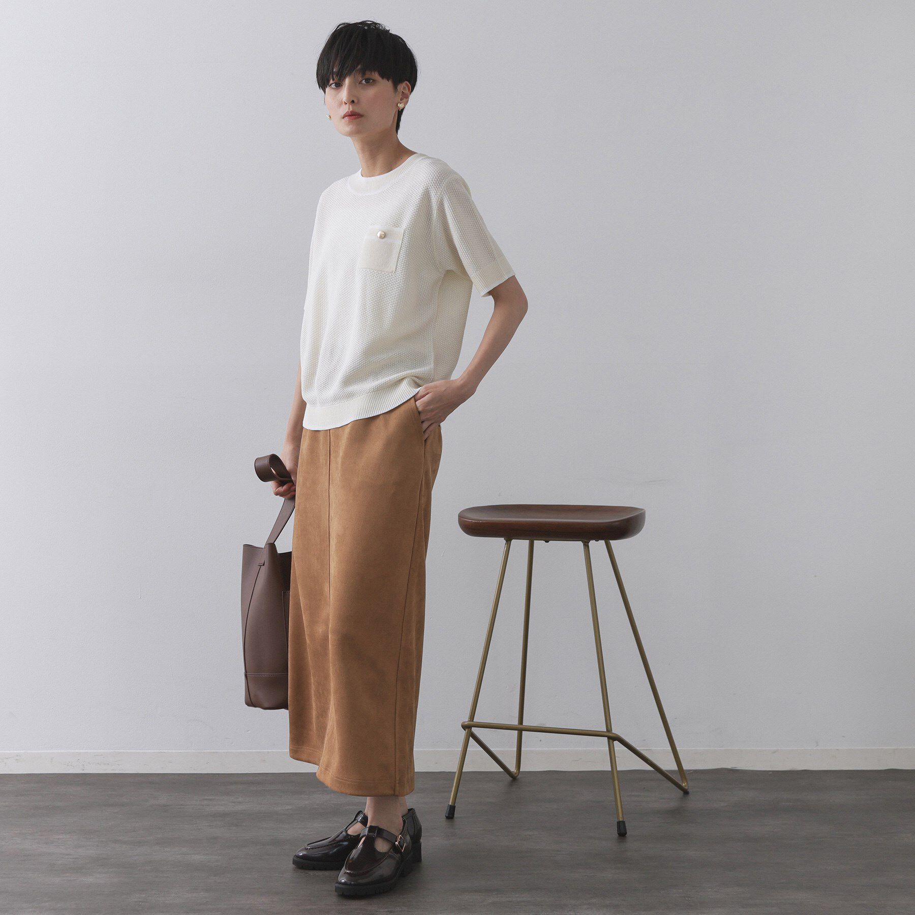 OPAQUE.CLIP「ツイードライクポケット付きニット【洗濯機洗い可/抗ピル】」|ニット・セーター|