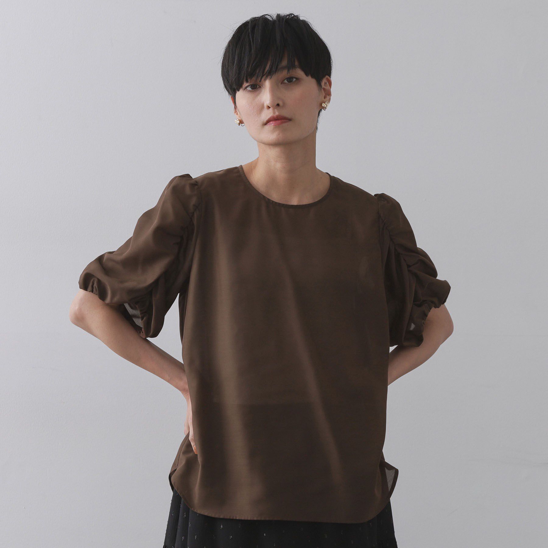 OPAQUE.CLIP「シアーボリュームスリーブブラウス【洗濯機洗い可】」|シャツ・ブラウス|