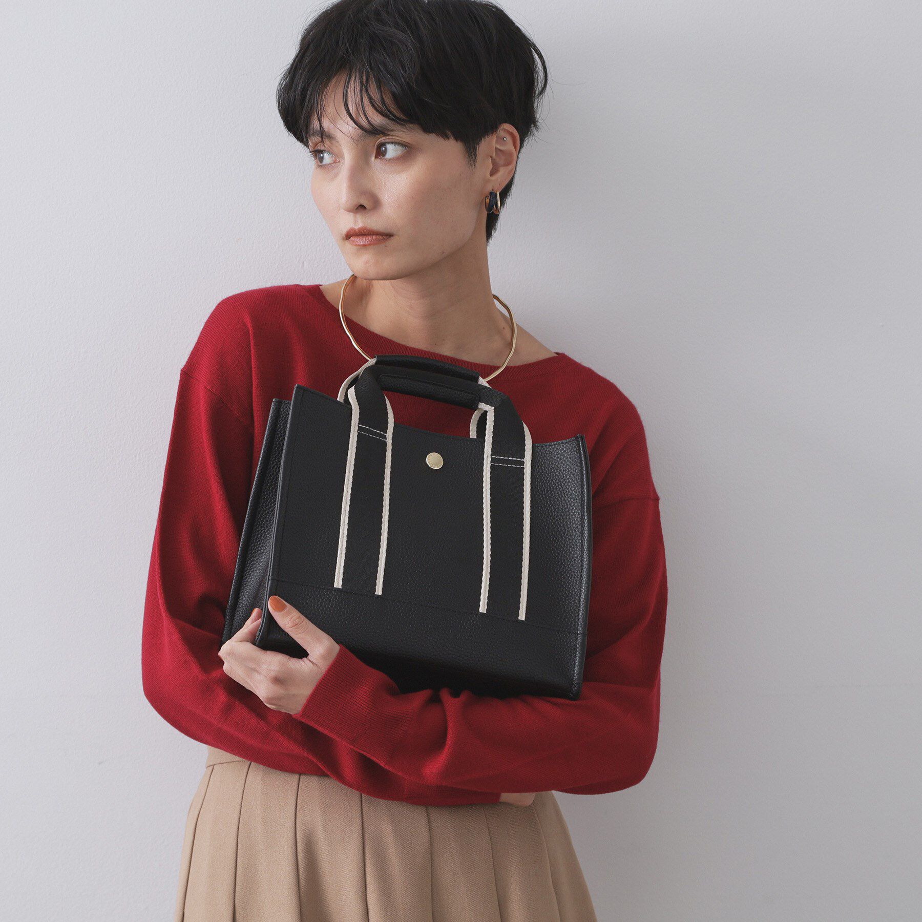 OPAQUE.CLIP「【軽量/2WAY】ラインテープスクエアミドルトートバッグ」|トートバッグ|