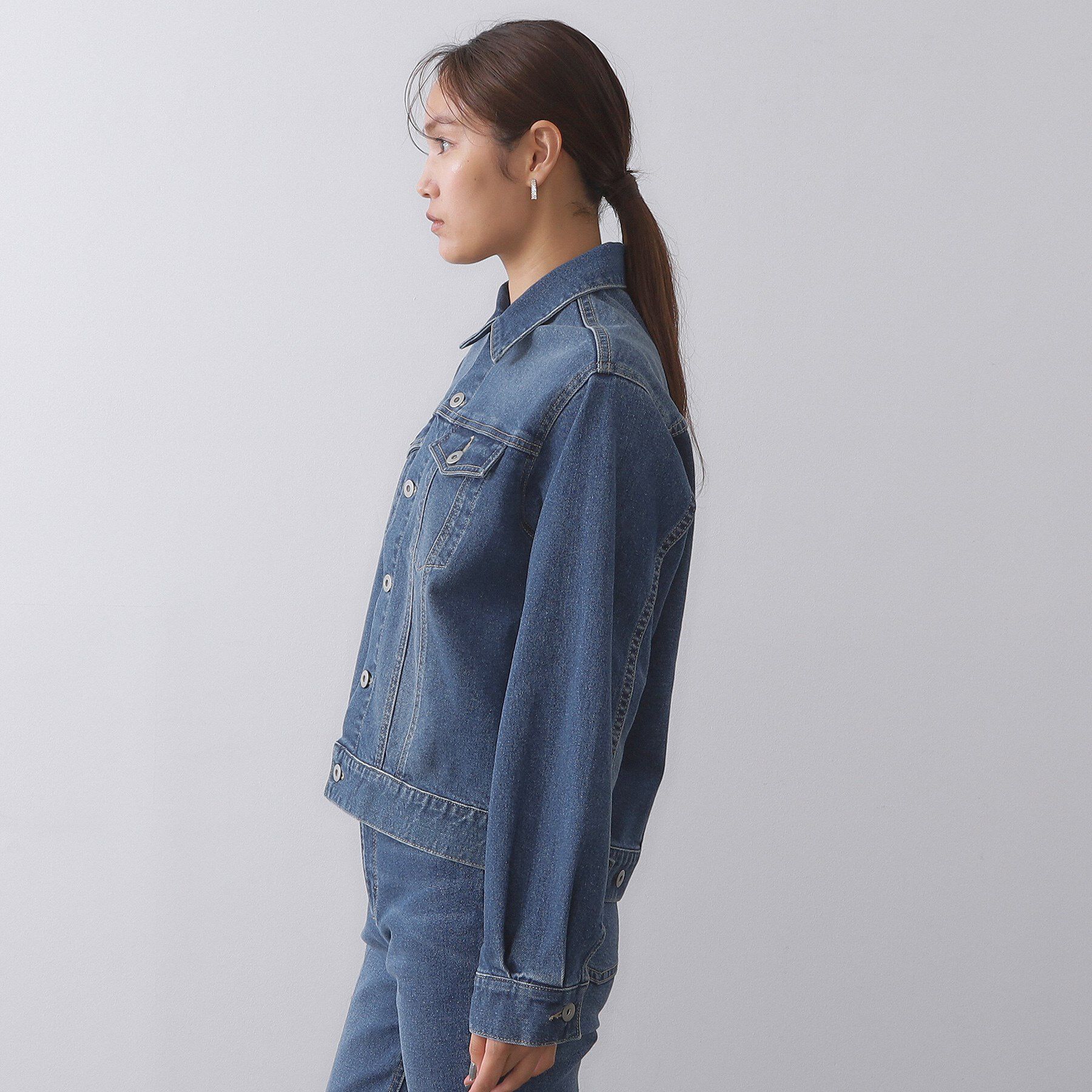 OPAQUE.CLIP「ストレッチデニムジャケット/オーガニックコットン混【洗濯機洗い可】」|デニムジャケット|