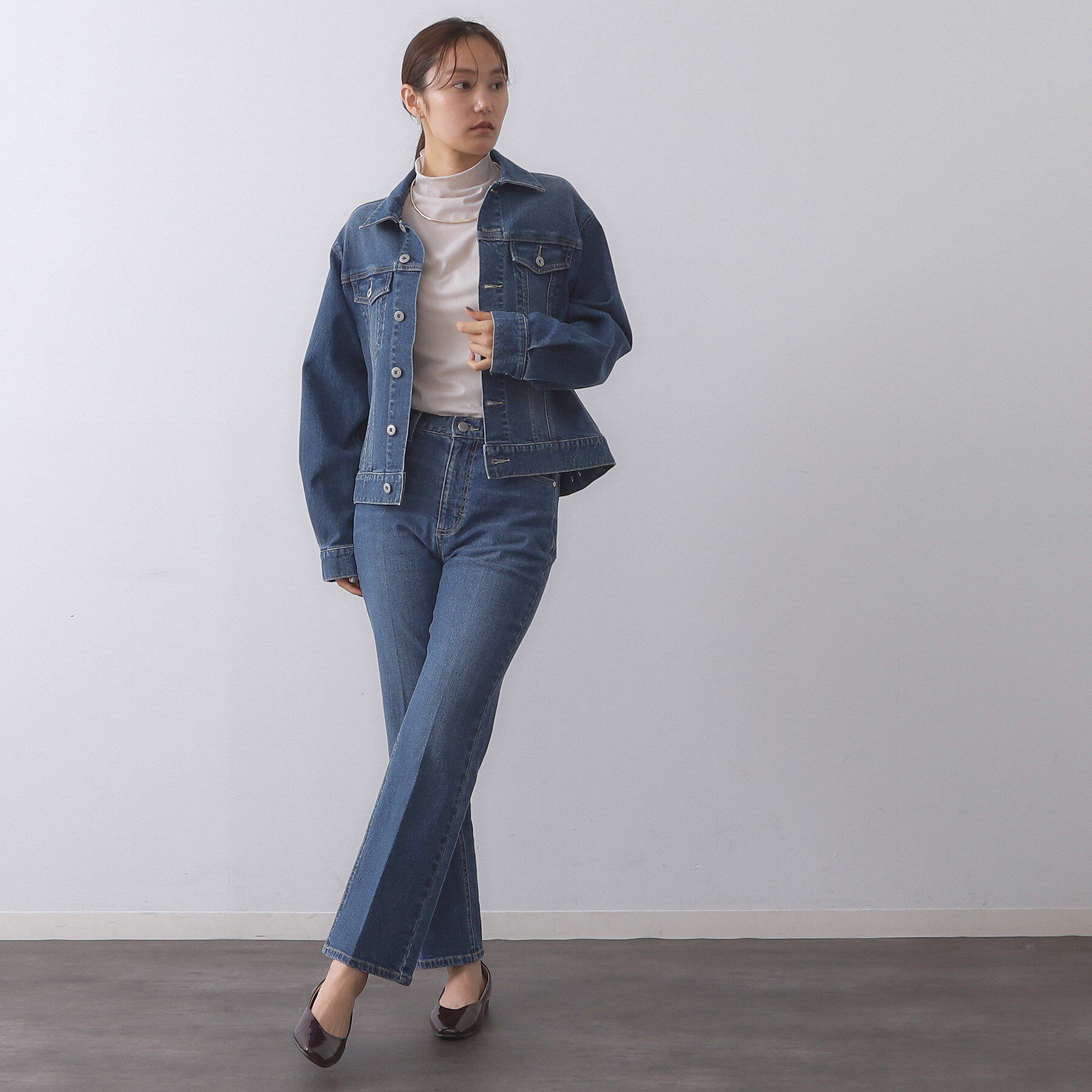 OPAQUE.CLIP「ストレッチデニムジャケット/オーガニックコットン混【洗濯機洗い可】」|デニムジャケット|