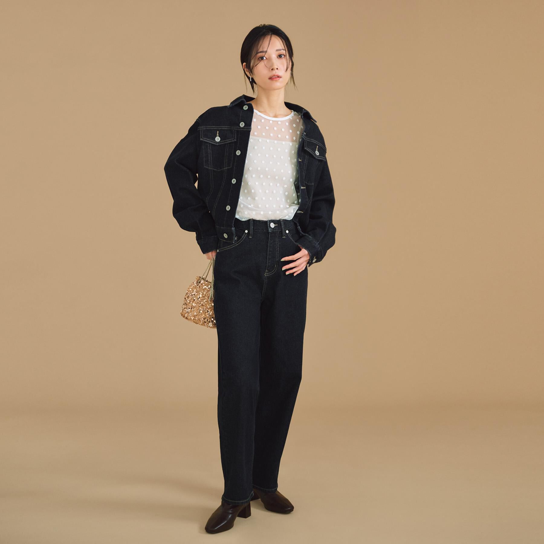 OPAQUE.CLIP「ストレッチデニムジャケット/オーガニックコットン混【洗濯機洗い可】」|デニムジャケット|