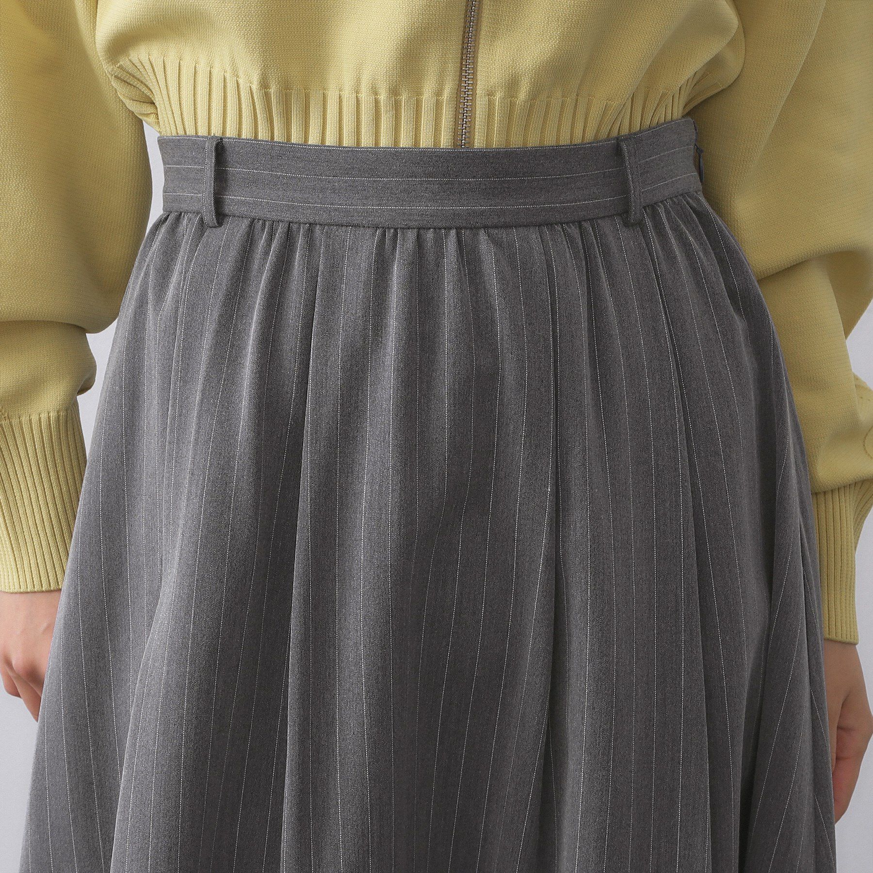 OPAQUE.CLIP「ピンストライプレイヤード風フレアスカート【洗濯機洗い可】」|スカート|